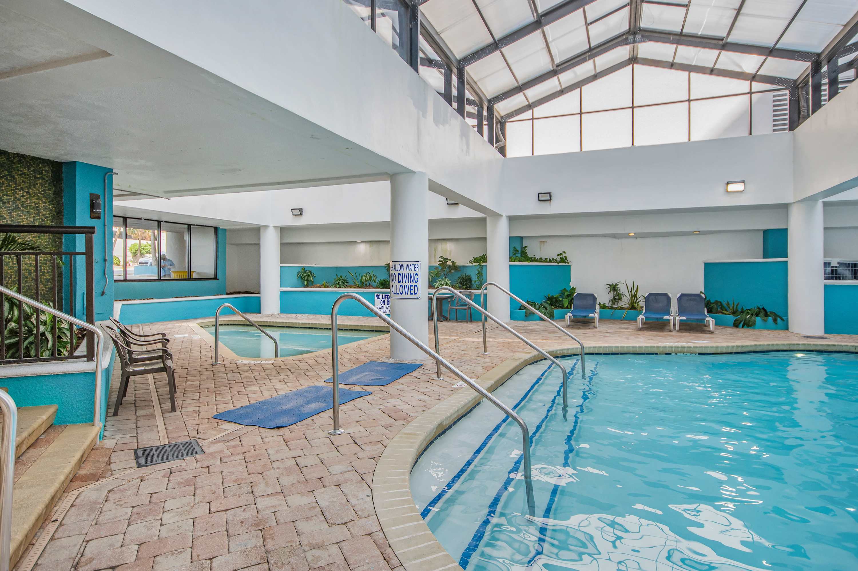 Rain or shine, the indoor pool is always open for fun.
