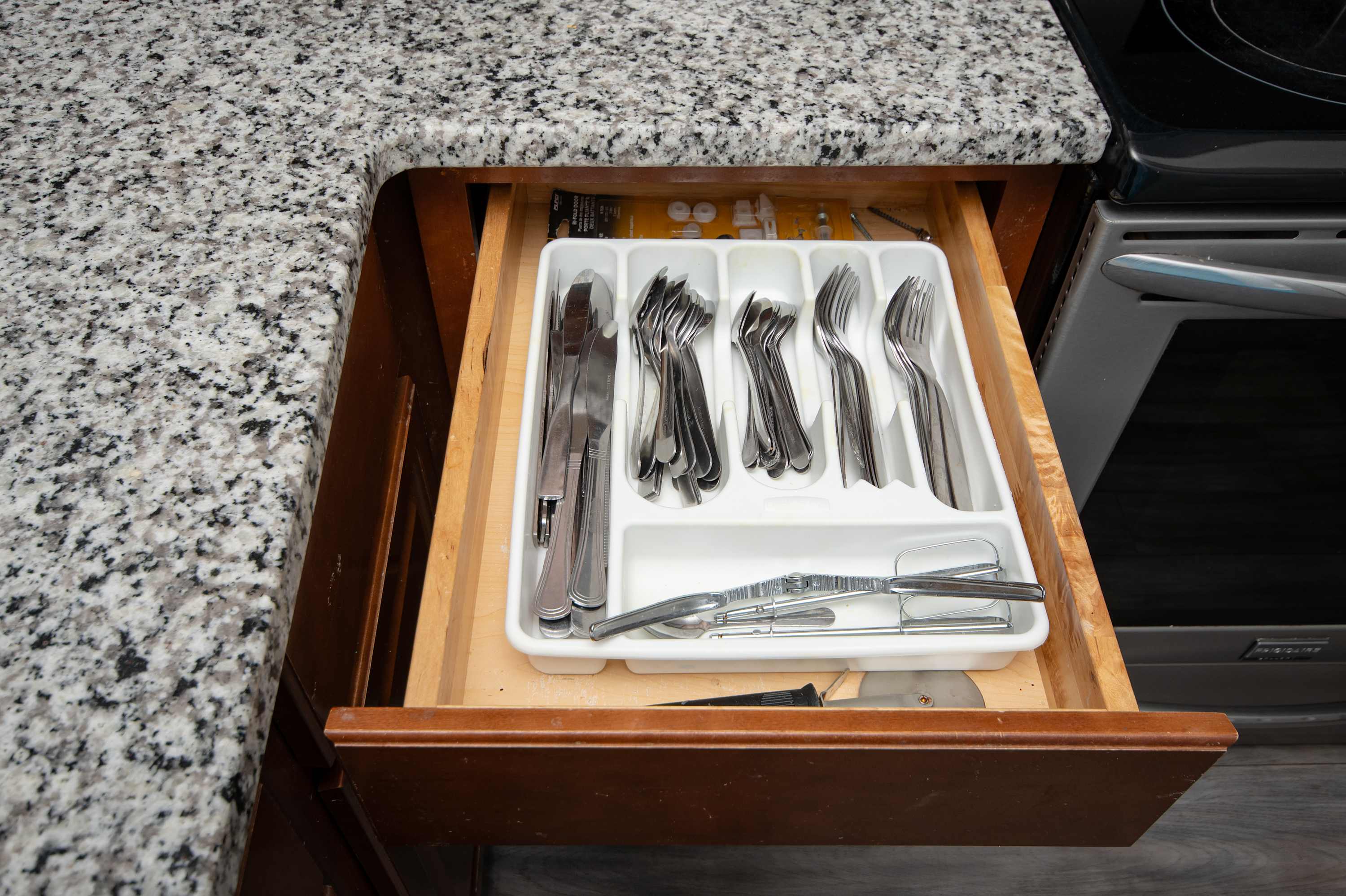 Fully stocked kitchen with everything you need for home-cooked meals by the beach.
