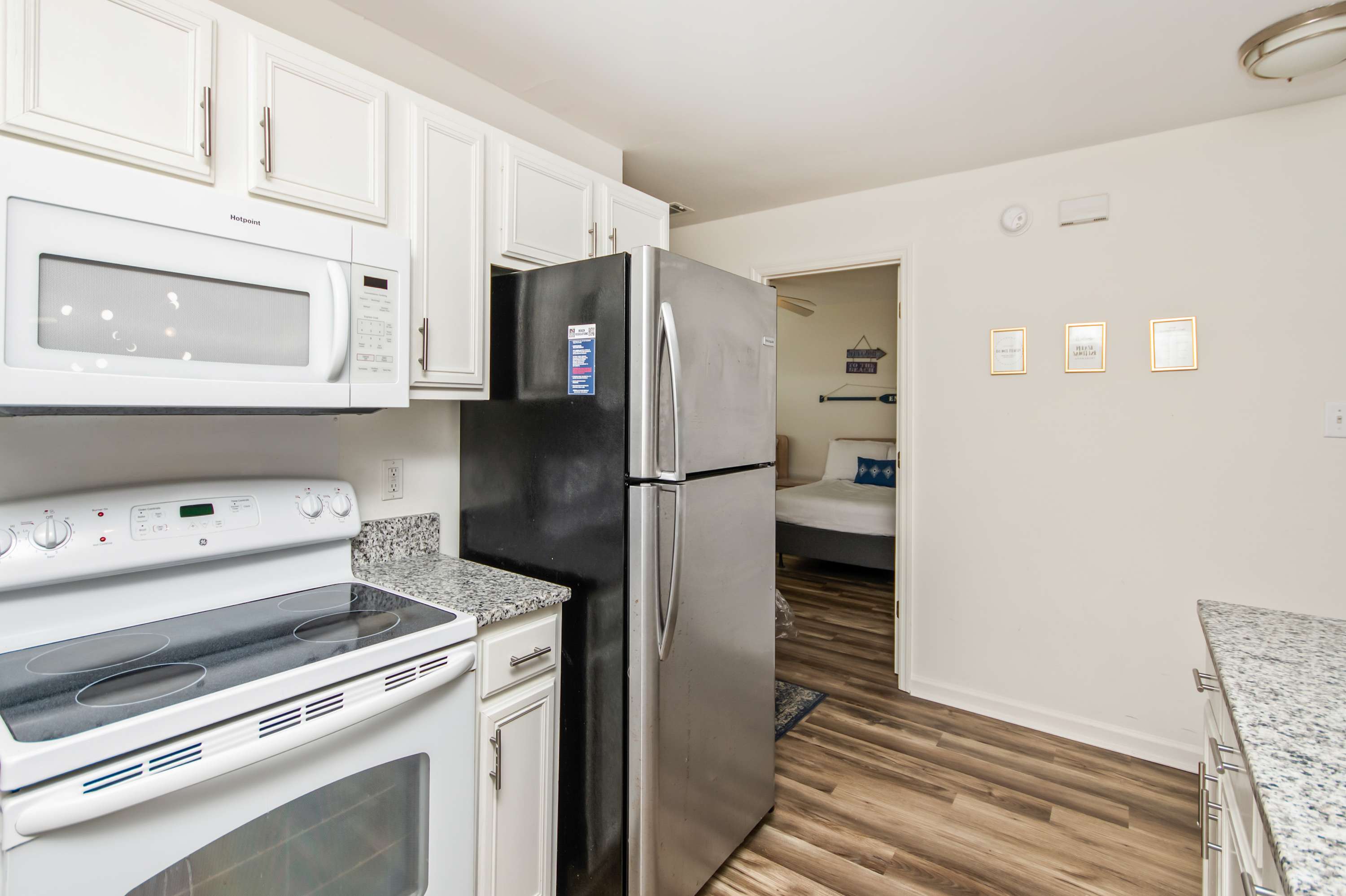 Whip up breakfast with ease in this bright and modern Myrtle Beach kitchen.
