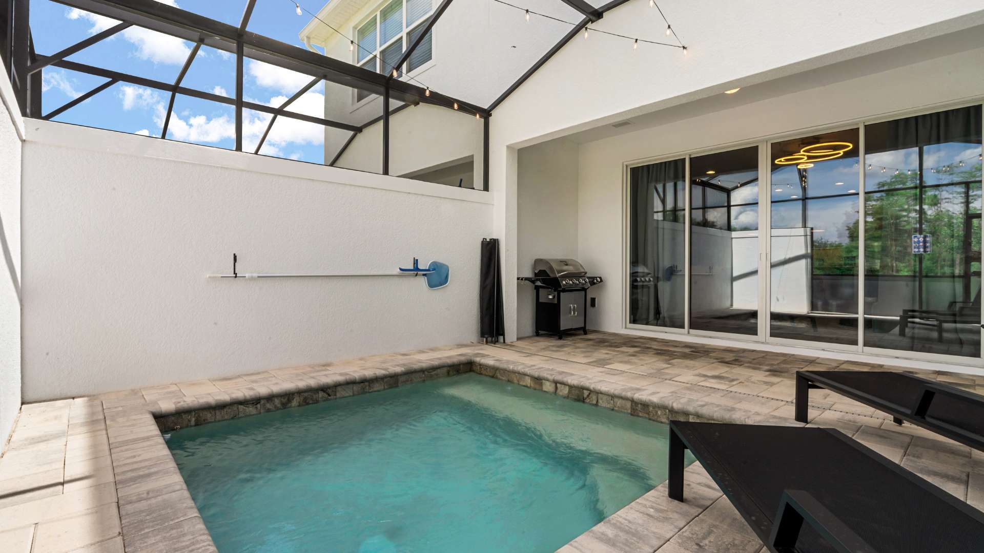 Private Outdoor Swimming Pool with Sun Loungers and BBQ Grill