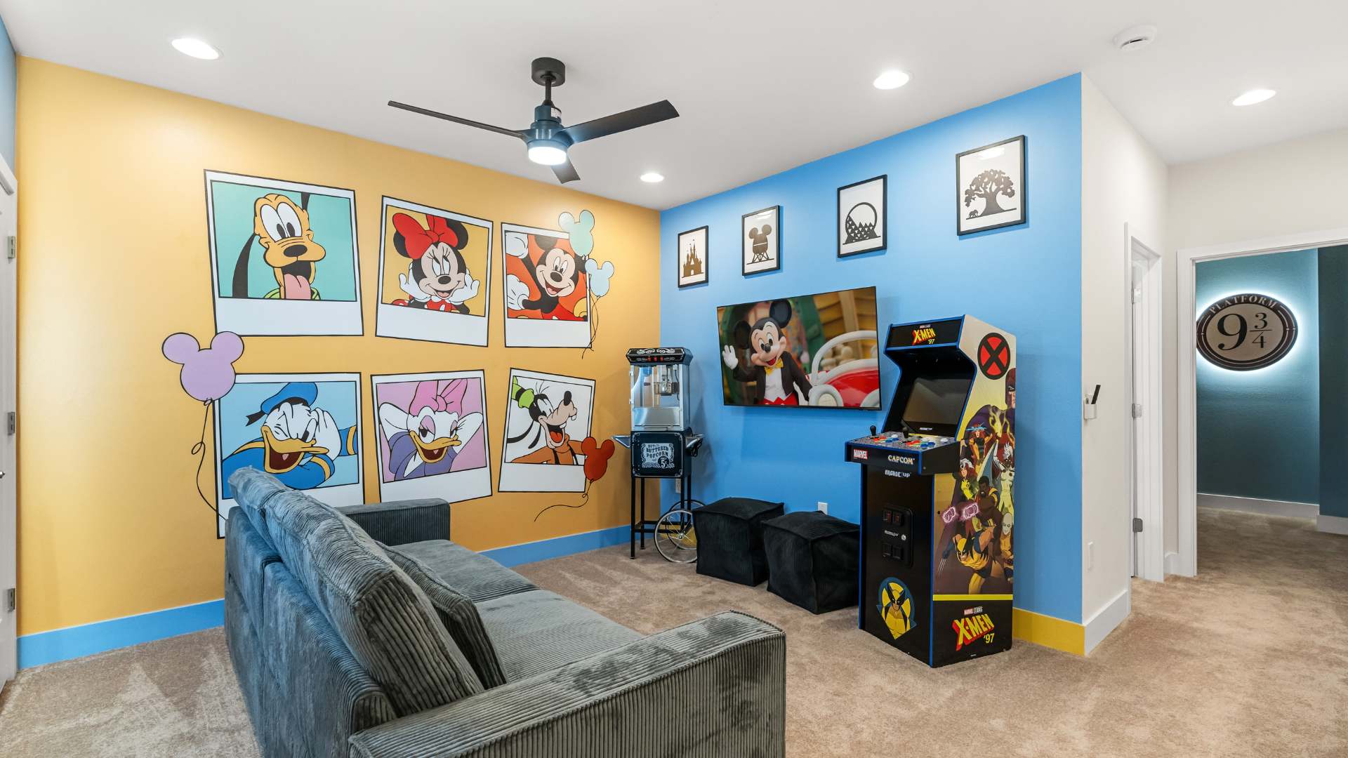 Upstairs Disney TV Lounge Area Perfect for Movie Nights