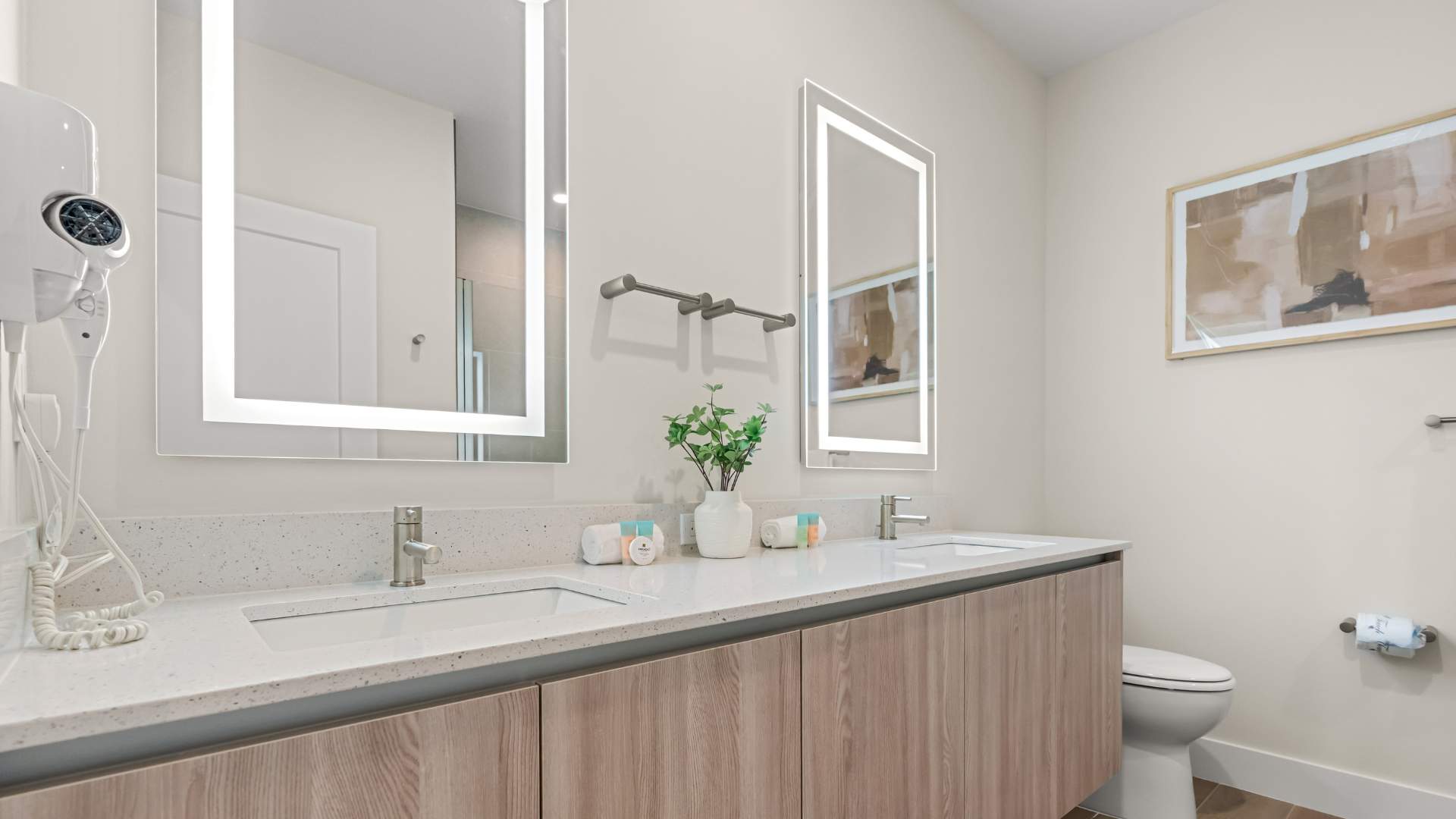 King En-suite Bathroom with Double Vanity and LED Mirrors