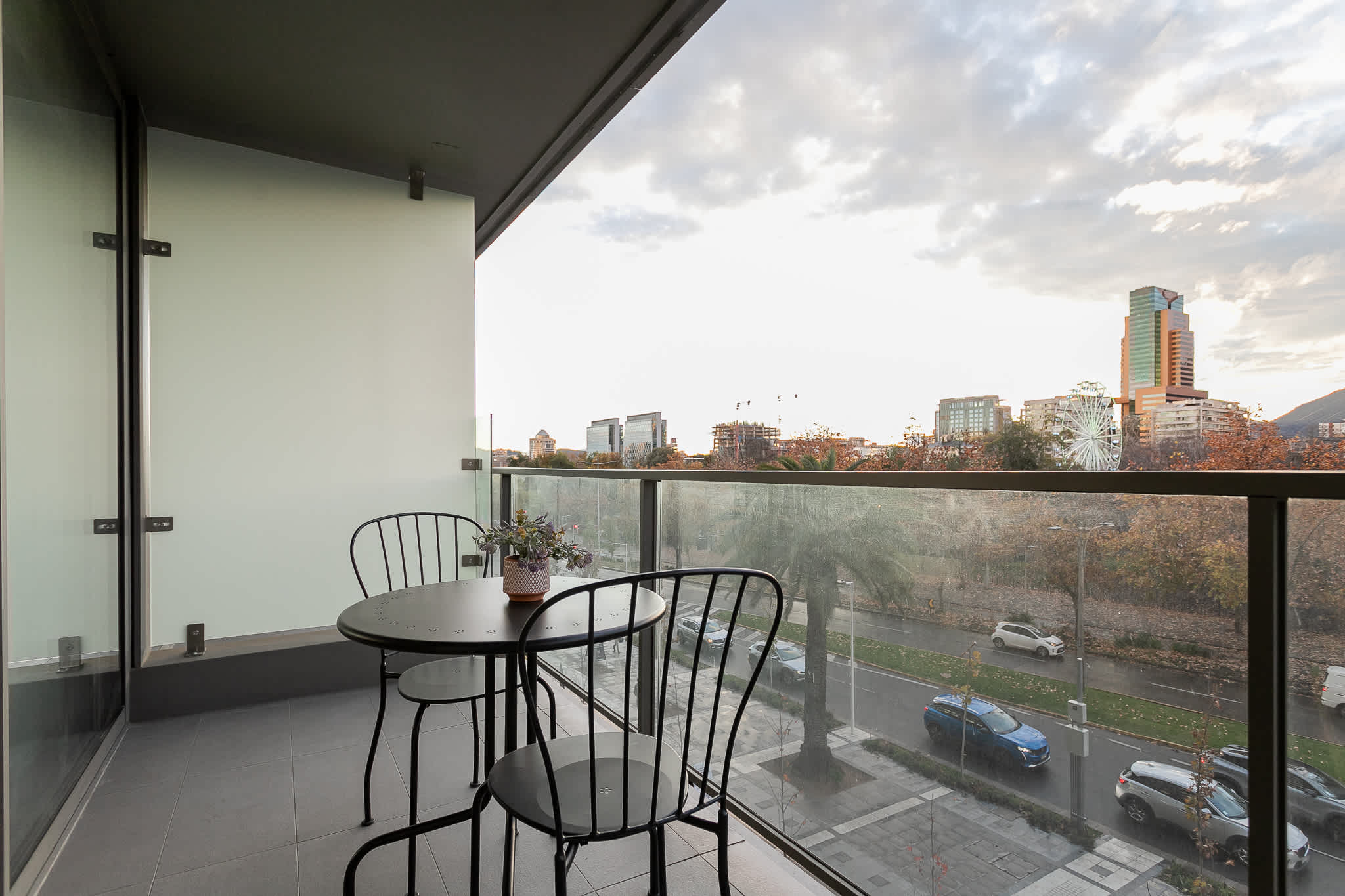 Enjoy breathtaking city views from your private balcony, perfect for morning coffee or evening relaxation.