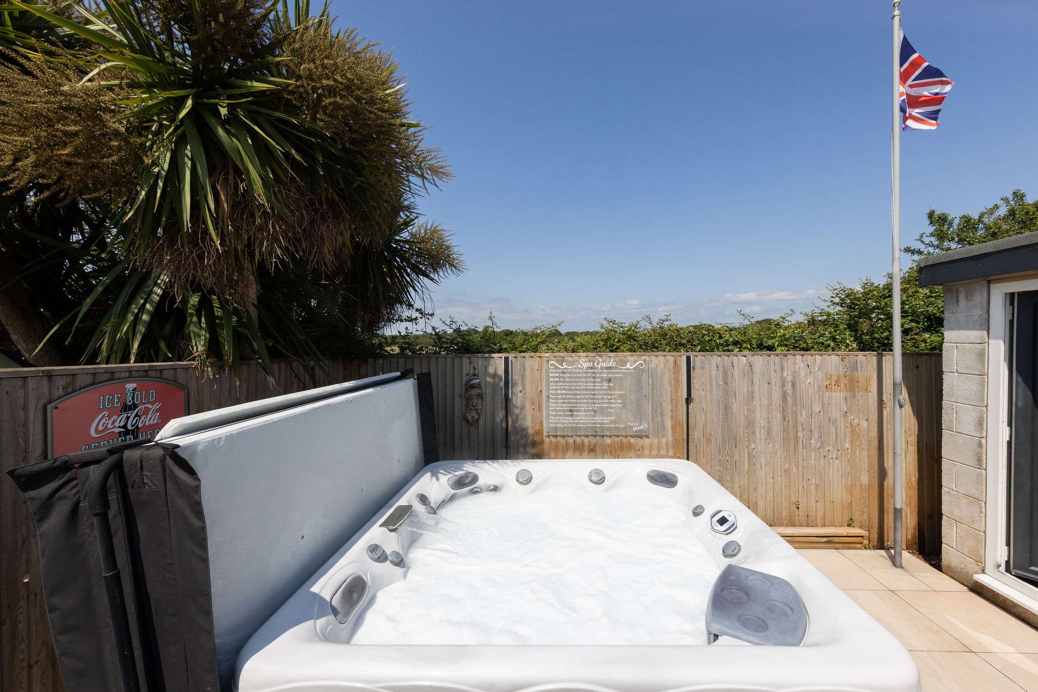 Private hot tub under clear skies