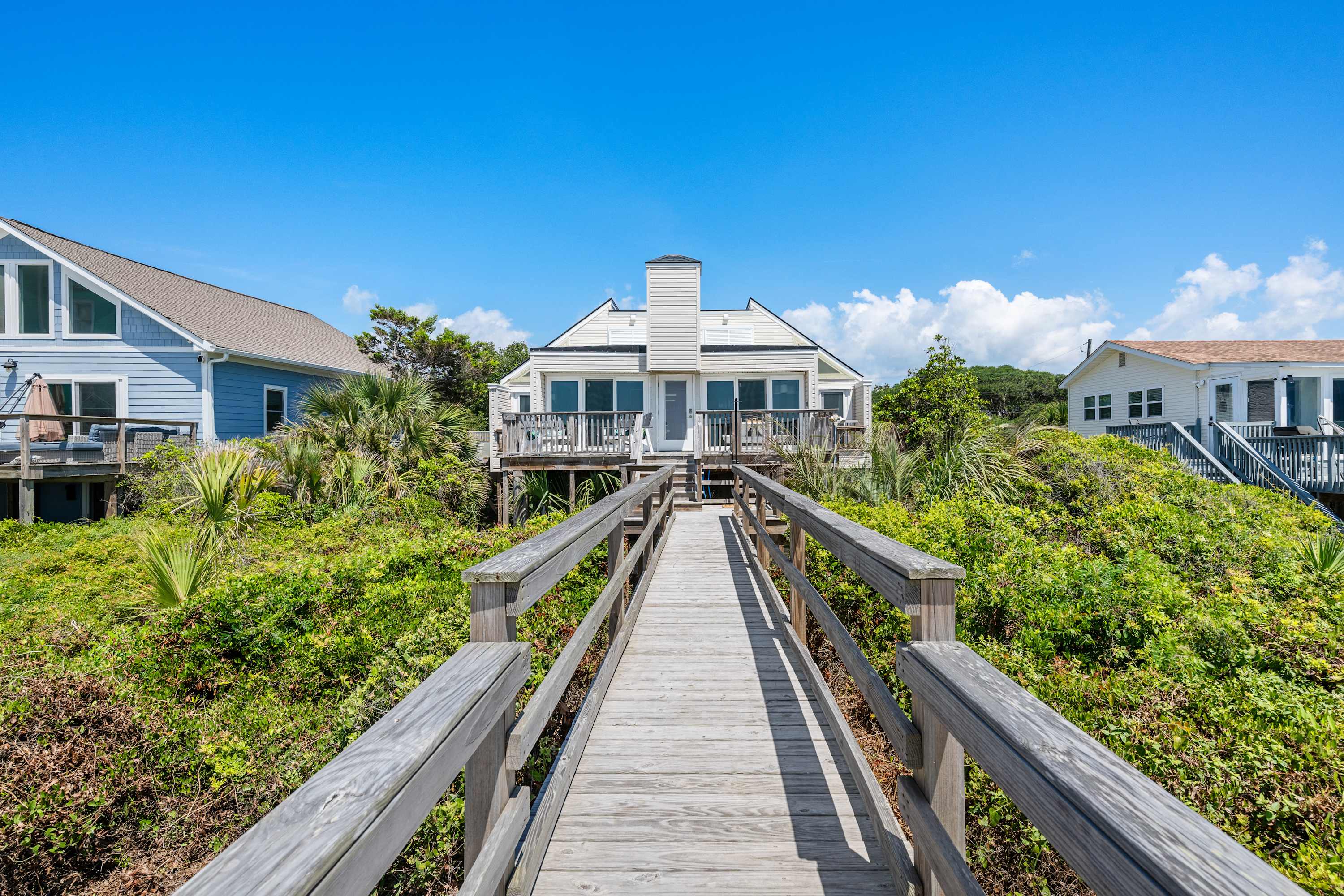 View of the house from the end of the beach walk 