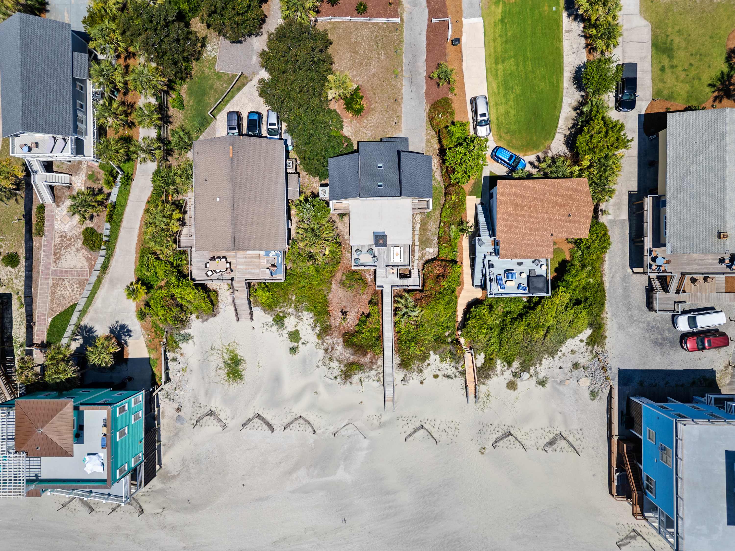 Aerial view of the house  on the beach! 