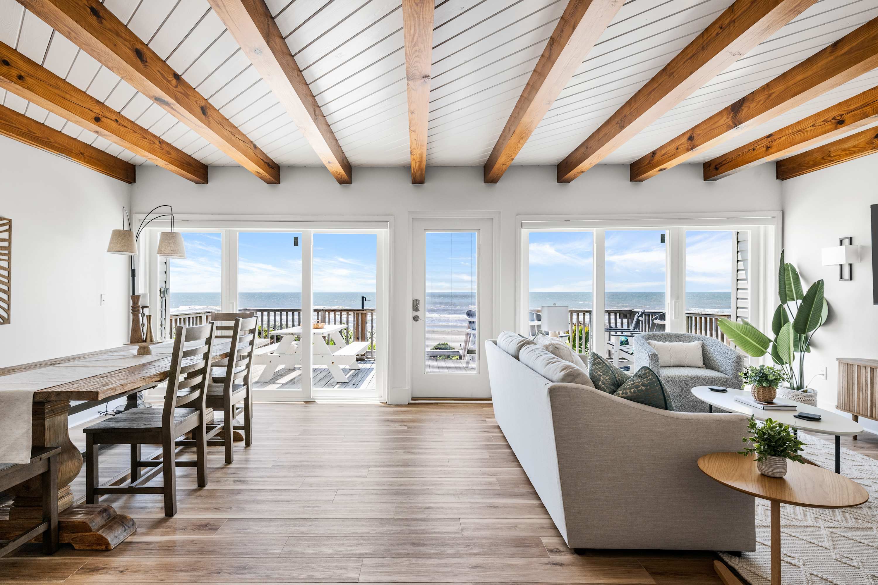 Spacious living room with plenty of seating for your group! The entire interior of the home was just updated! 