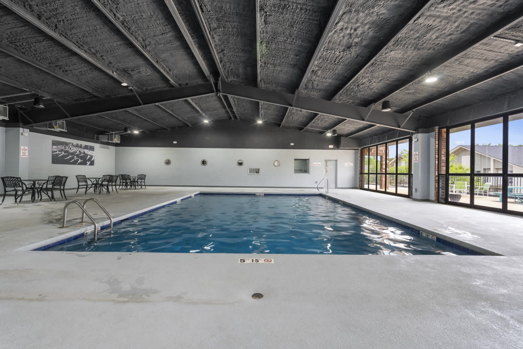 A spacious indoor pool is available for laps & fun afternoons in the water