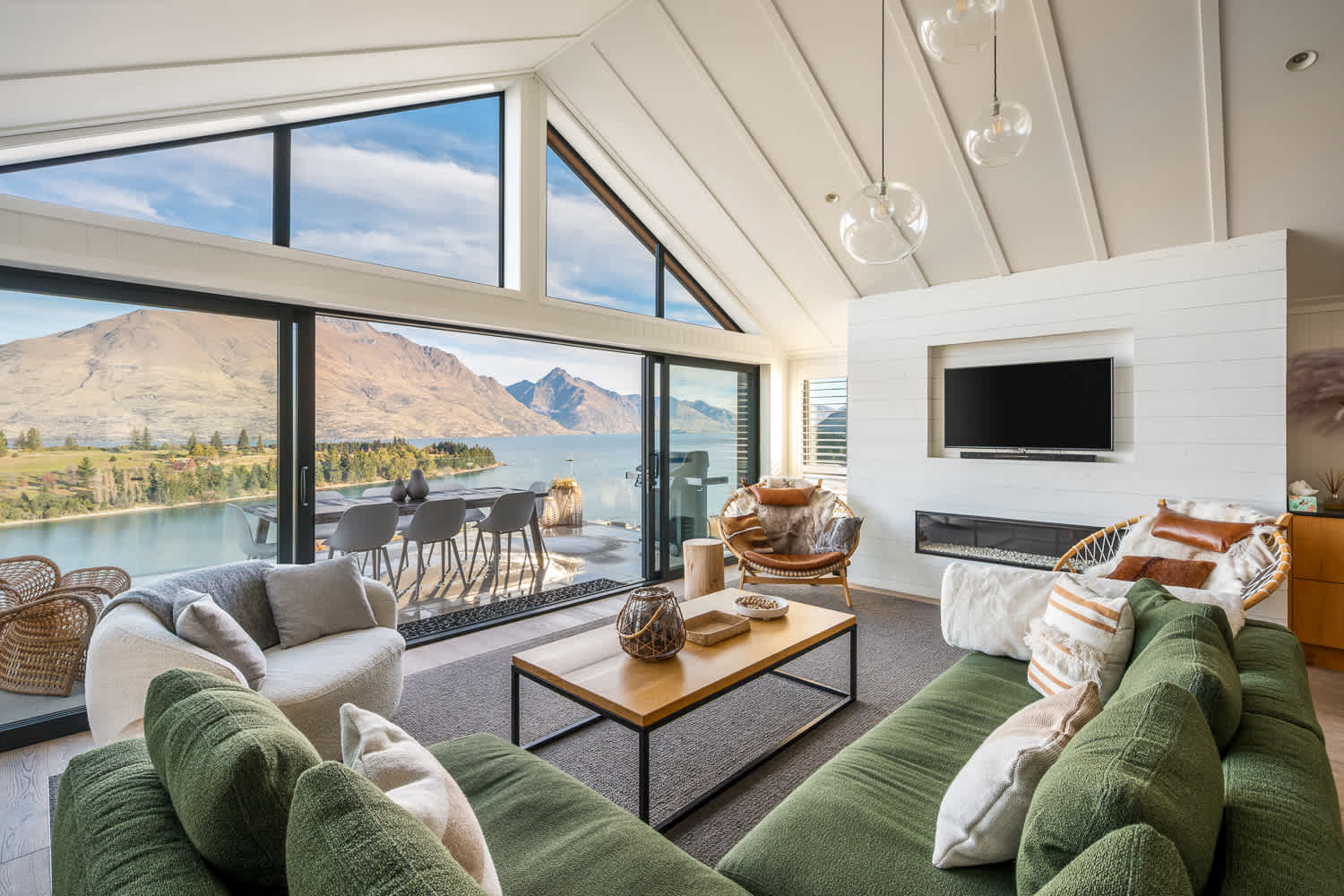 TV and fireplace for those cooler nights at our luxury escape in New Zealand