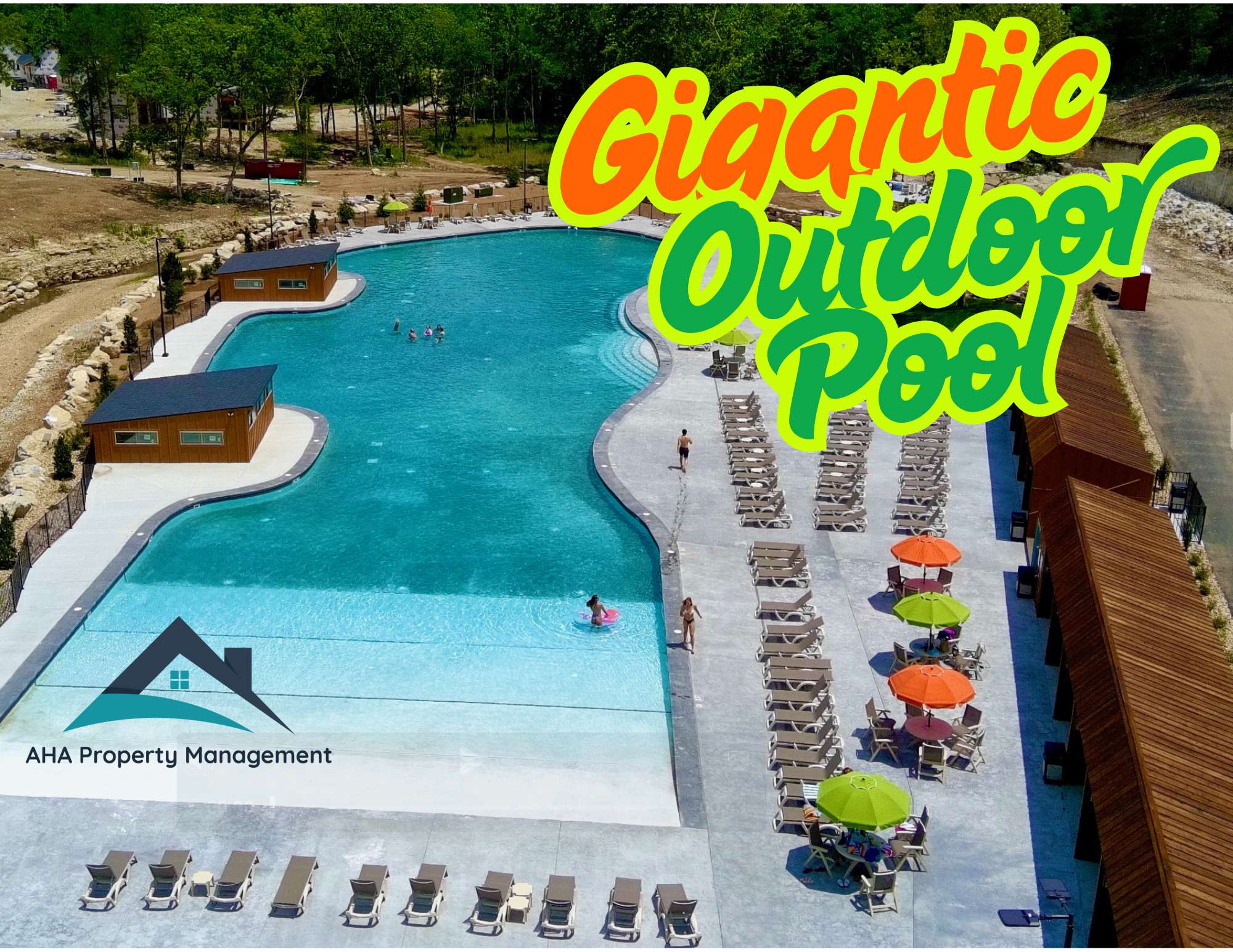 Southwest Missouri's largest and most beautiful outdoor pool with cabanas, sun loungers and an absolutely beautiful surrounding