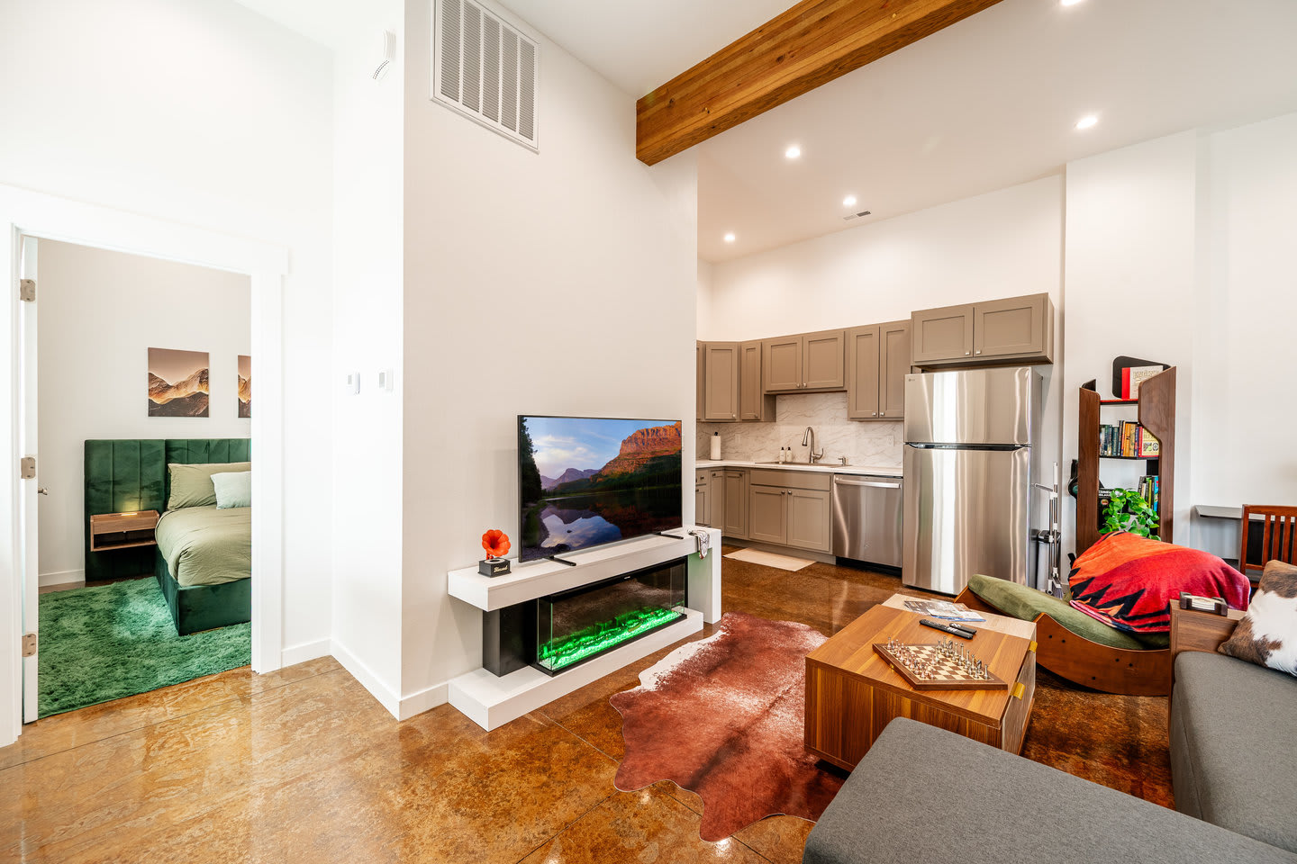 Vaulted Den | Chic 1BR w/Fireplace, Downtown Sheridan, WY - NEW - Standing Desk, Stocked, Pets Invited! — Sheridan, WY — vacation rental