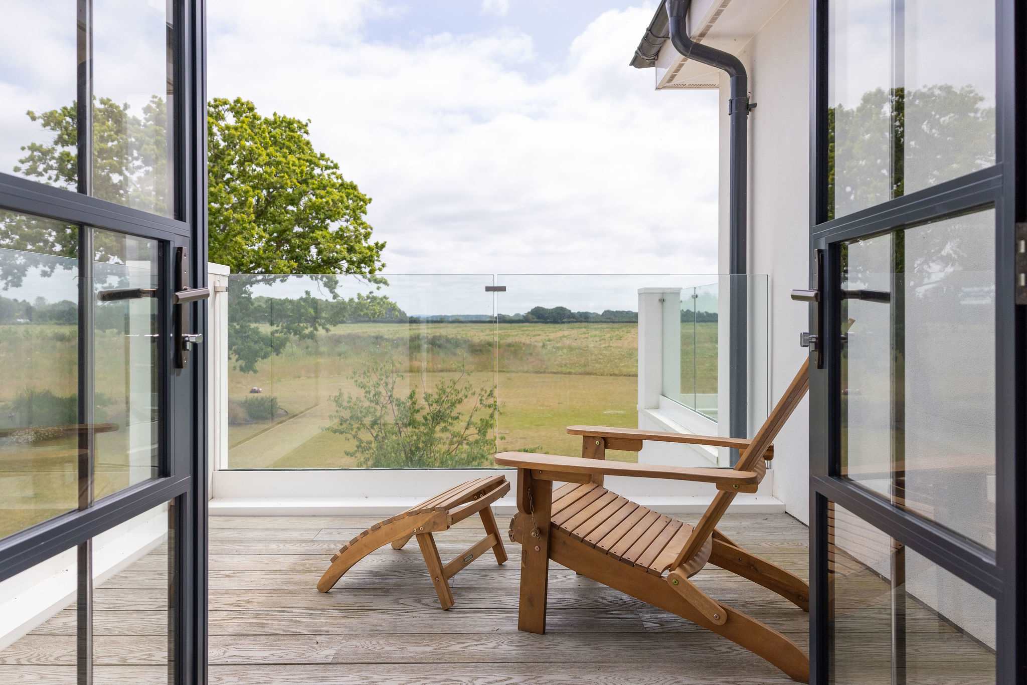 Private balcony with peaceful rural outlook