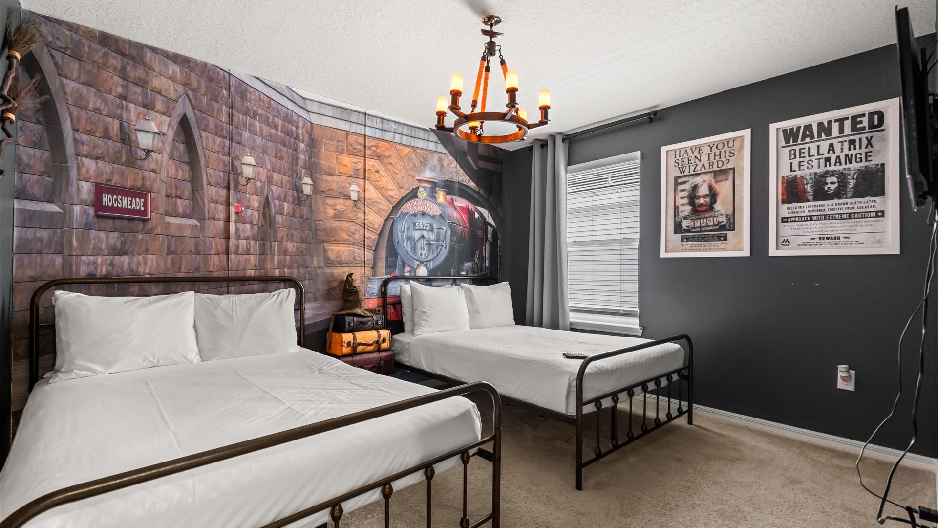 Themed Bedroom with Twin Double Beds | Each bedroom brings a beloved story to life with custom murals, themed décor, and comfy bedding. A magical space for kids (and kids-at-heart) to dream big.
