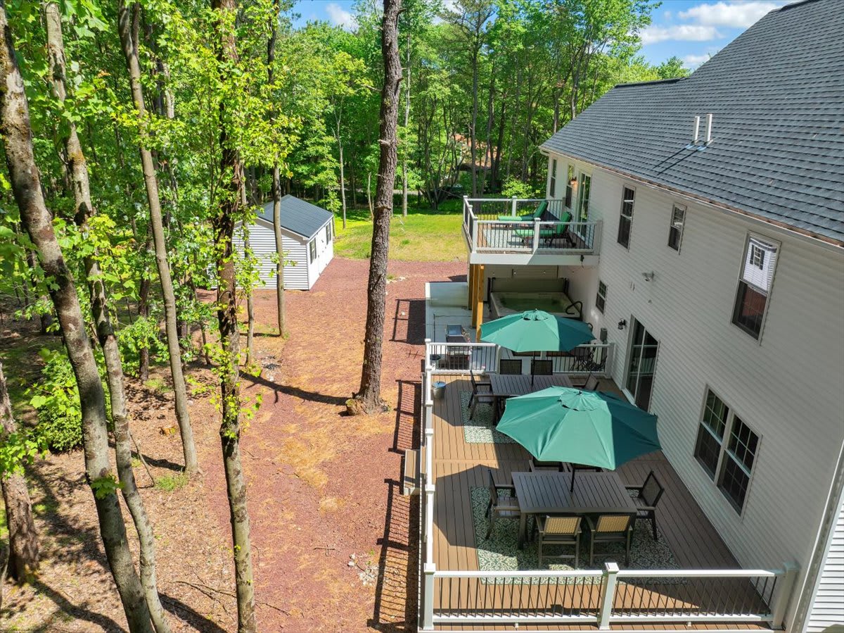 Bird's Eye View of Outdoor Entertainment Area with Patio Furniture