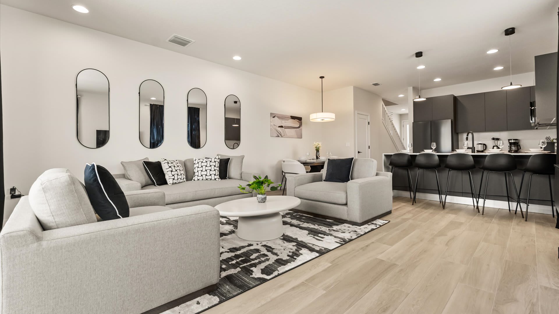 Stunning living room with modern furnishings and smart TV