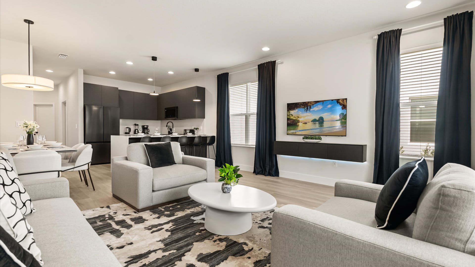 Contemporary 4BR Townhome with Pool Themed Rooms