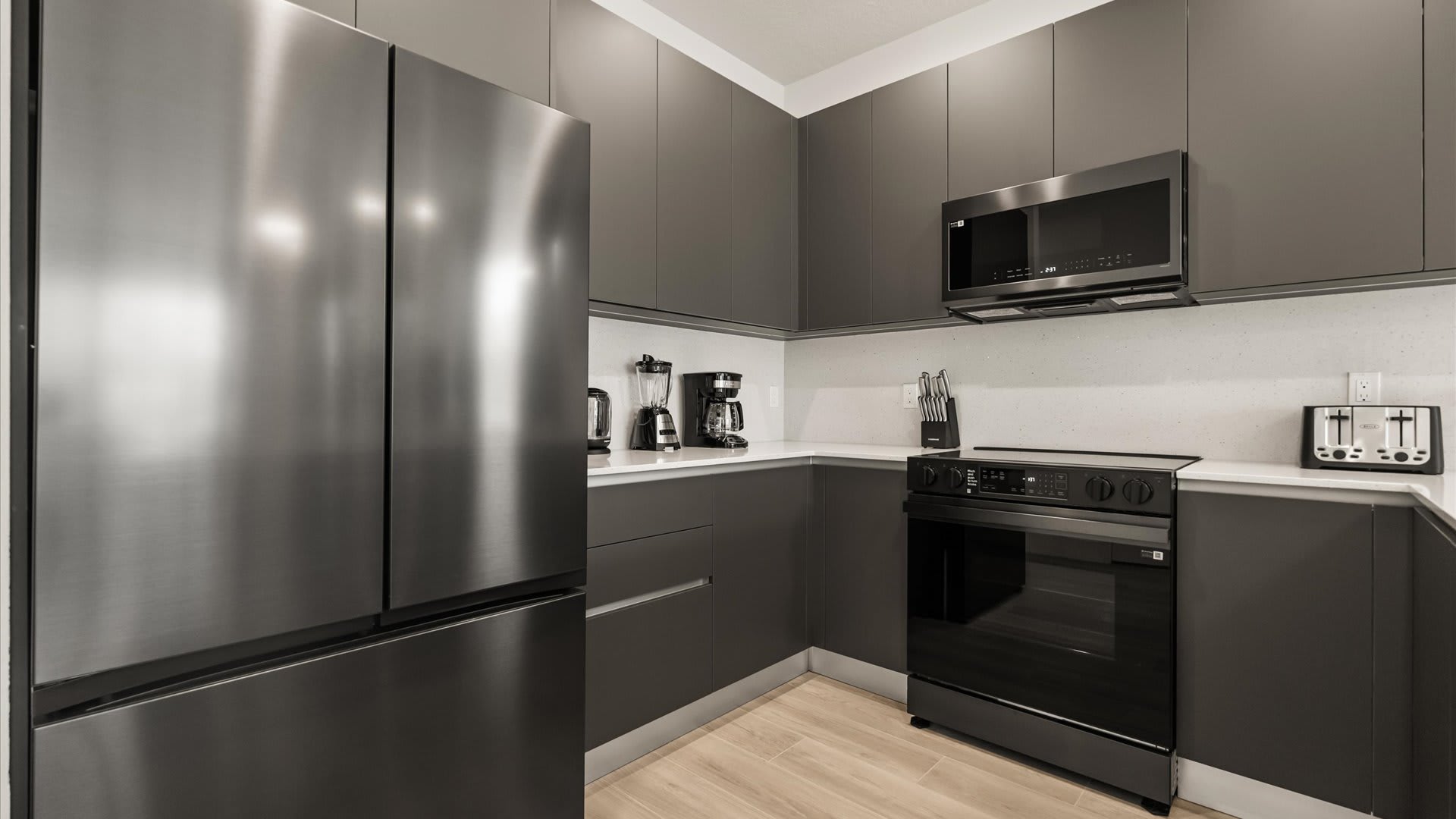 Stunning living room with modern furnishings and smart TV