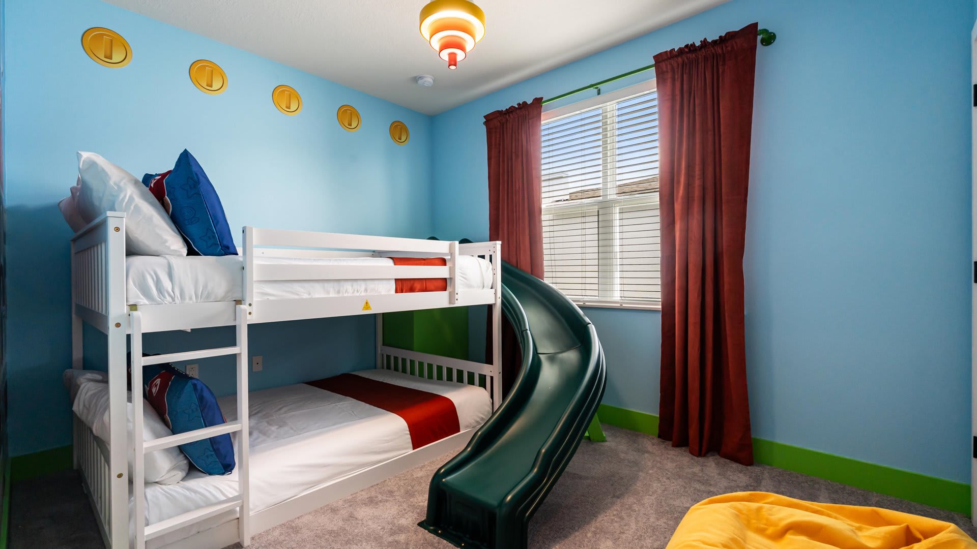 Super Mario Themed Bedroom with Bunk Bed + Slide