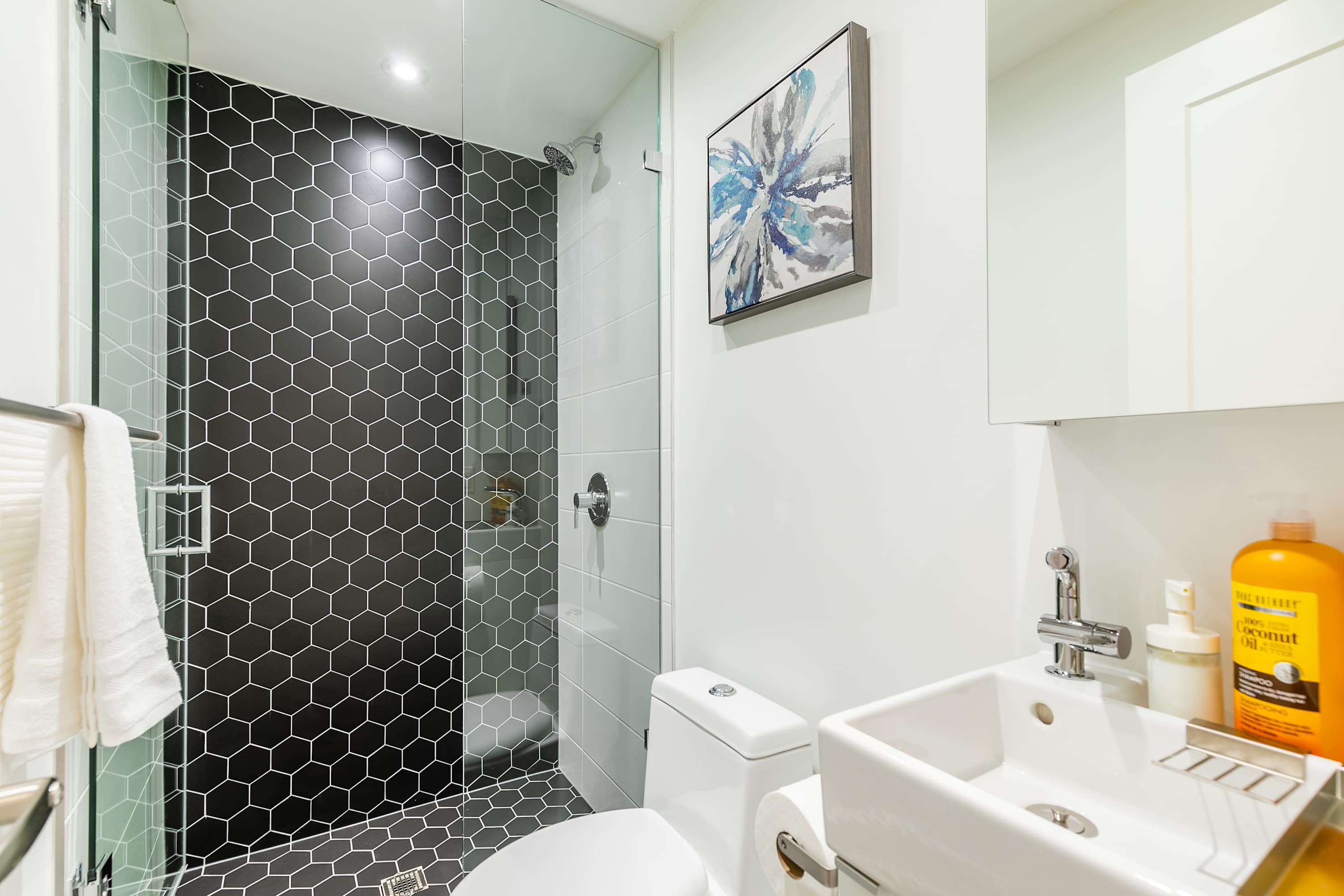 Modern bathroom with standing shower