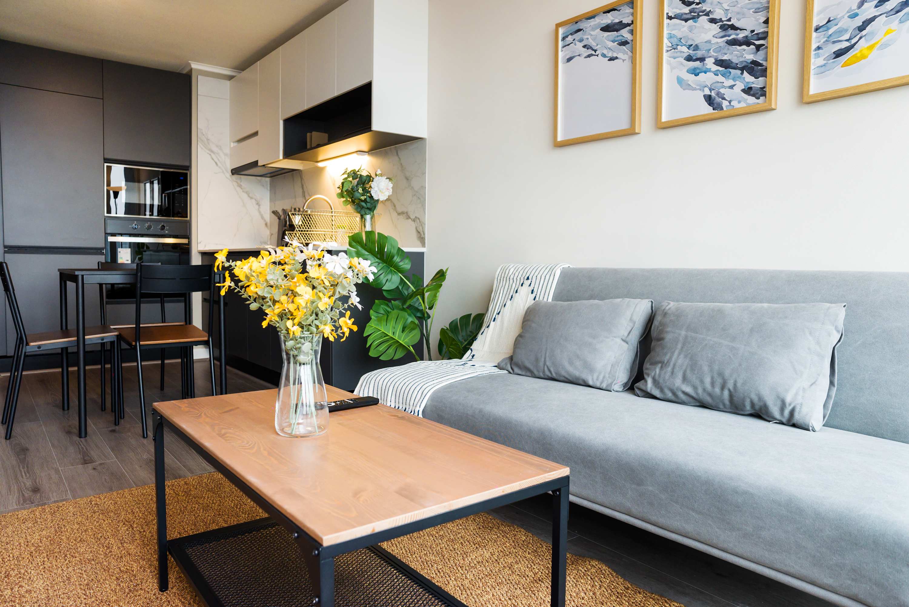 Chic and cozy studio with modern amenities and stylish decor, perfect for a relaxing stay in the heart of the city.