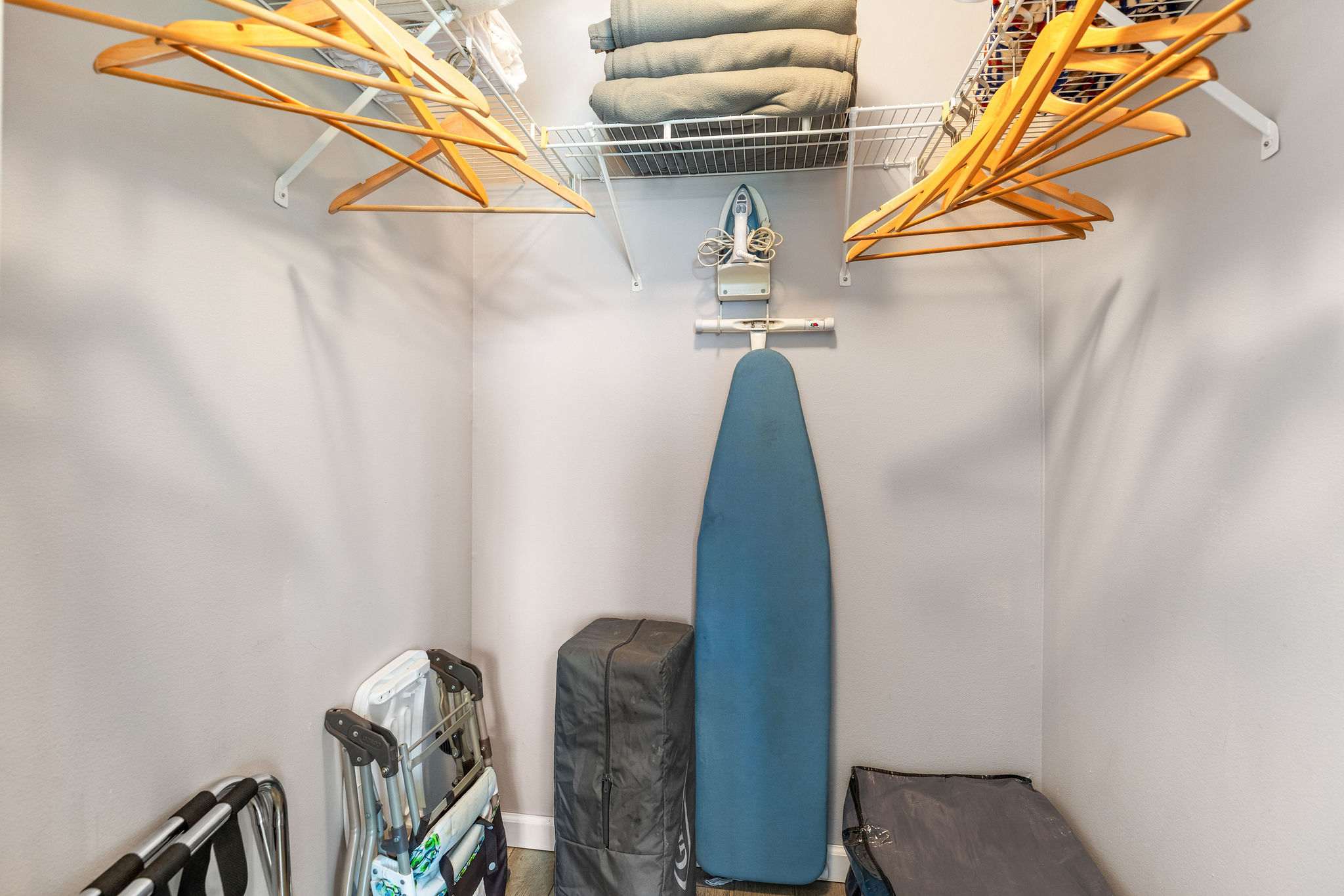 Iron & board, pack n play, highchair, air mattress & extra blankets supplied