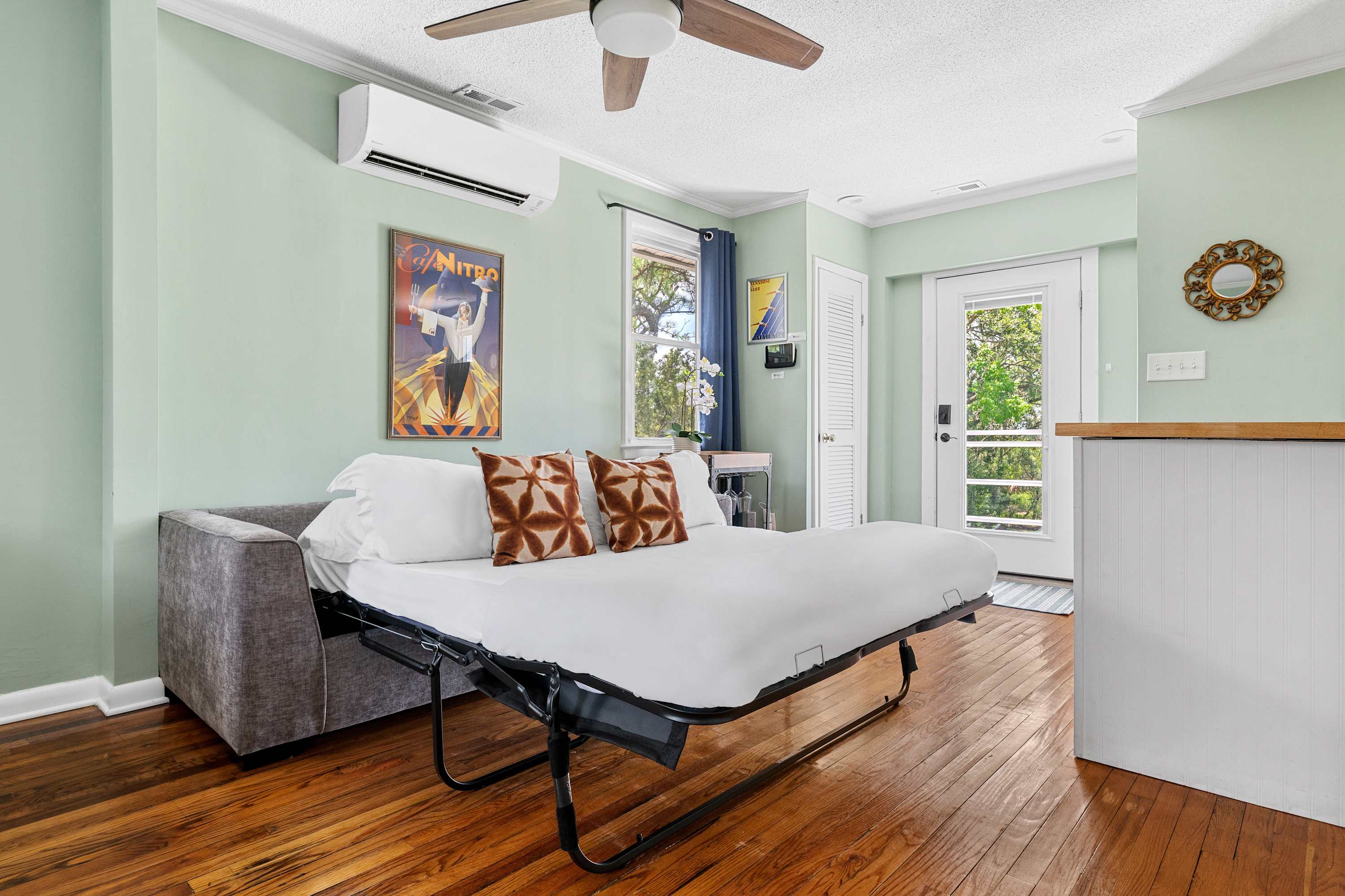 Pullout sofa for additional sleeping space 