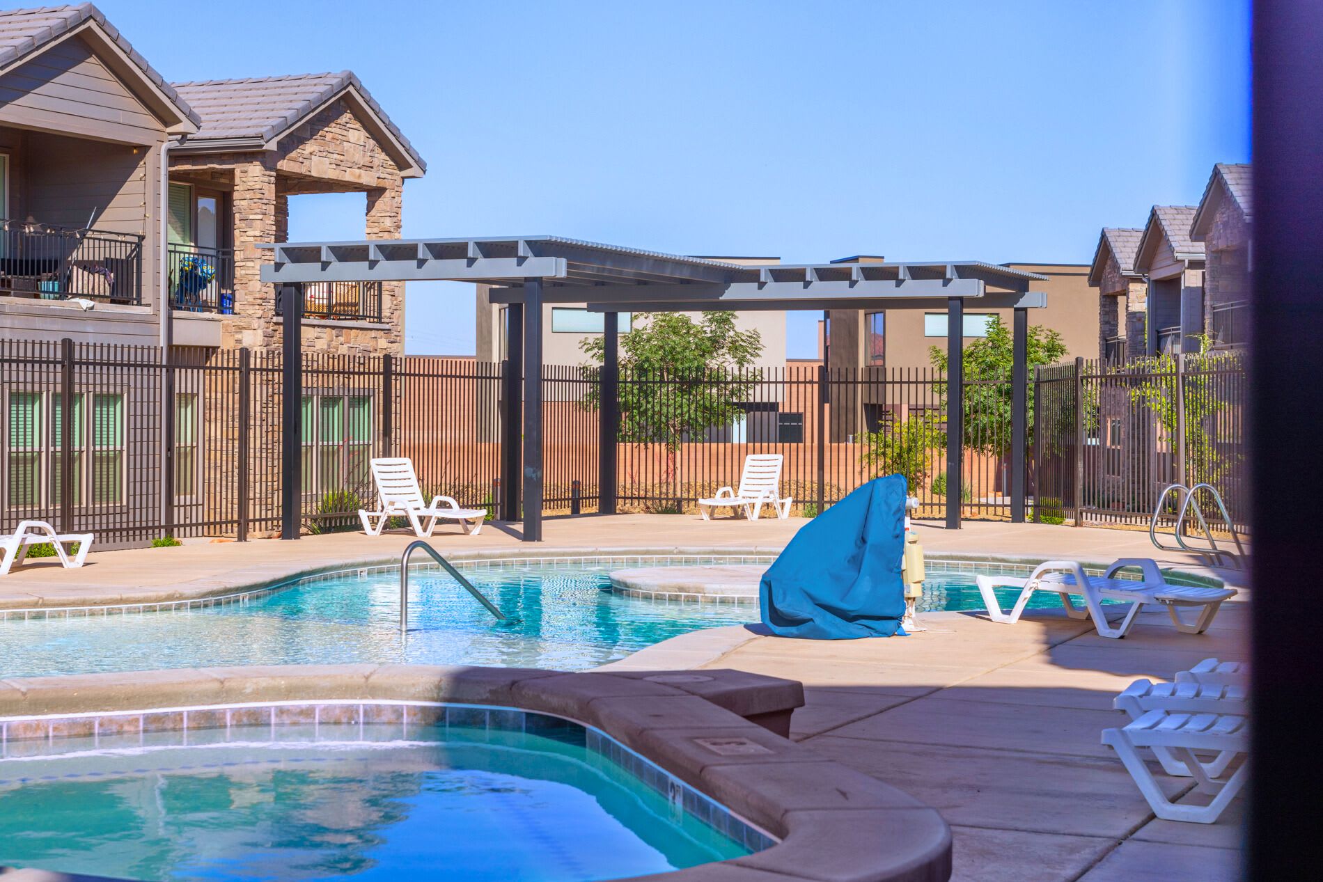 Community hot tub and pool area