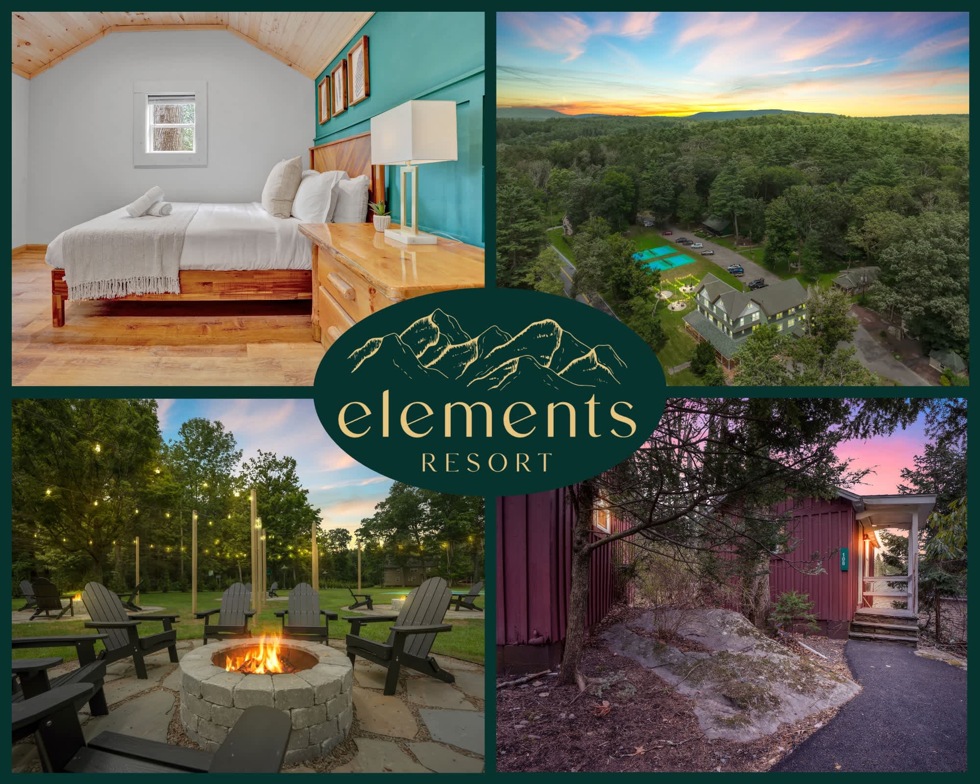 Elements Modern Cabin | Poconos Pickleball Firepit