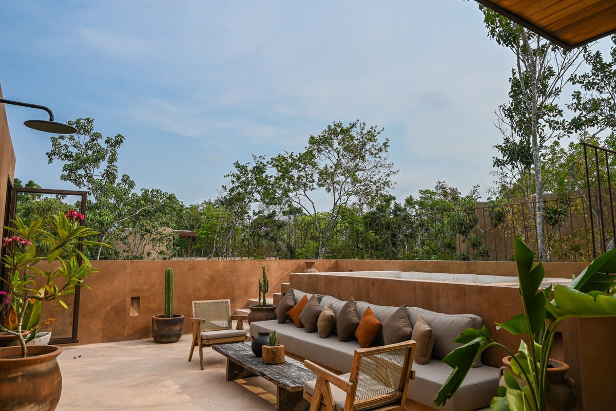 Lounge area for private rooftop pool