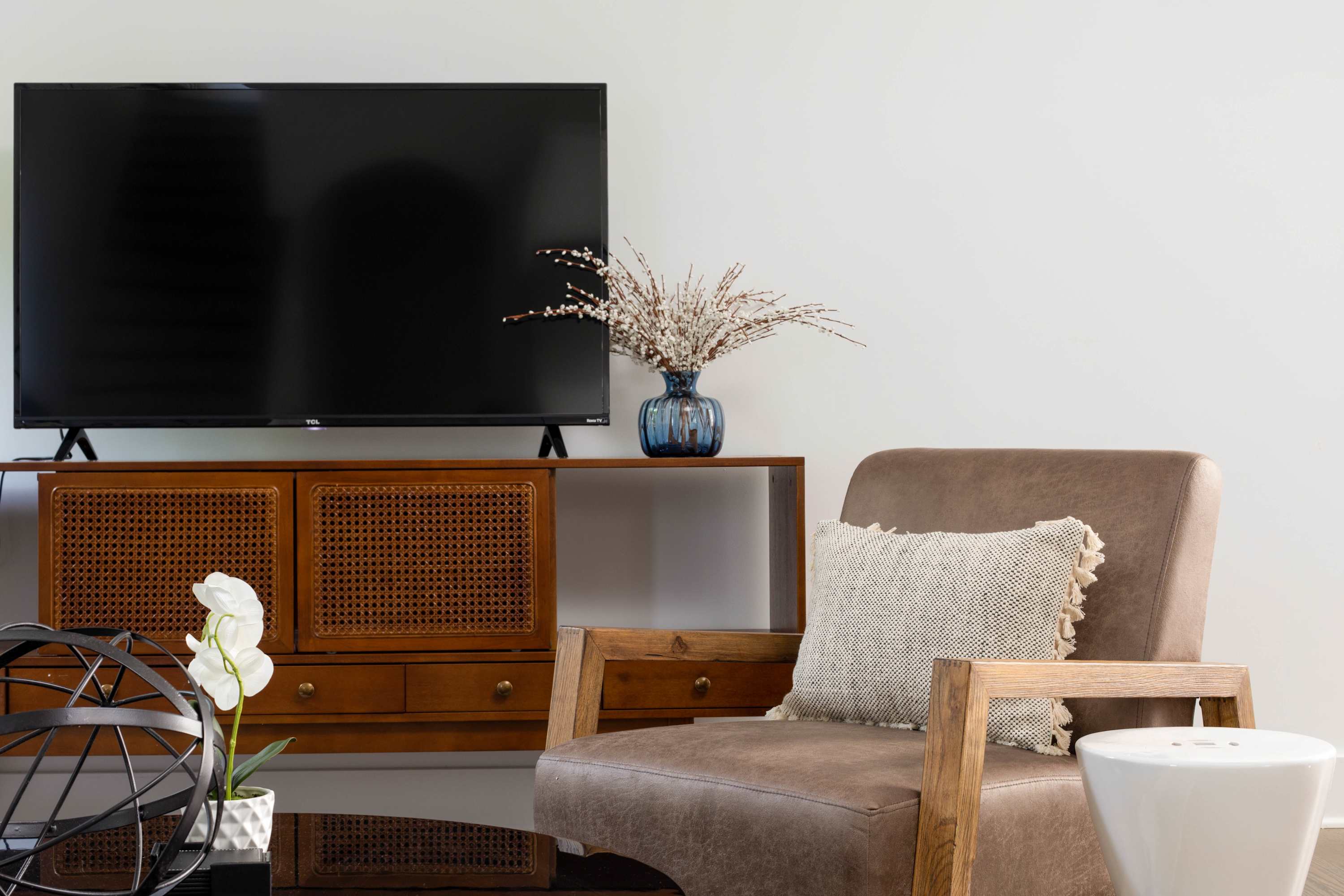 Cozy living room with smart TV