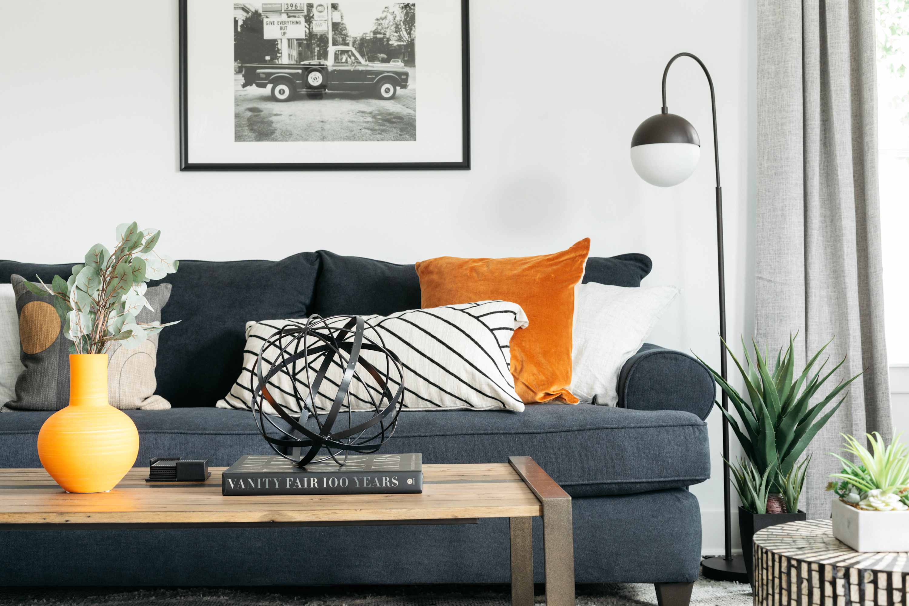 Chic living room with smart TV