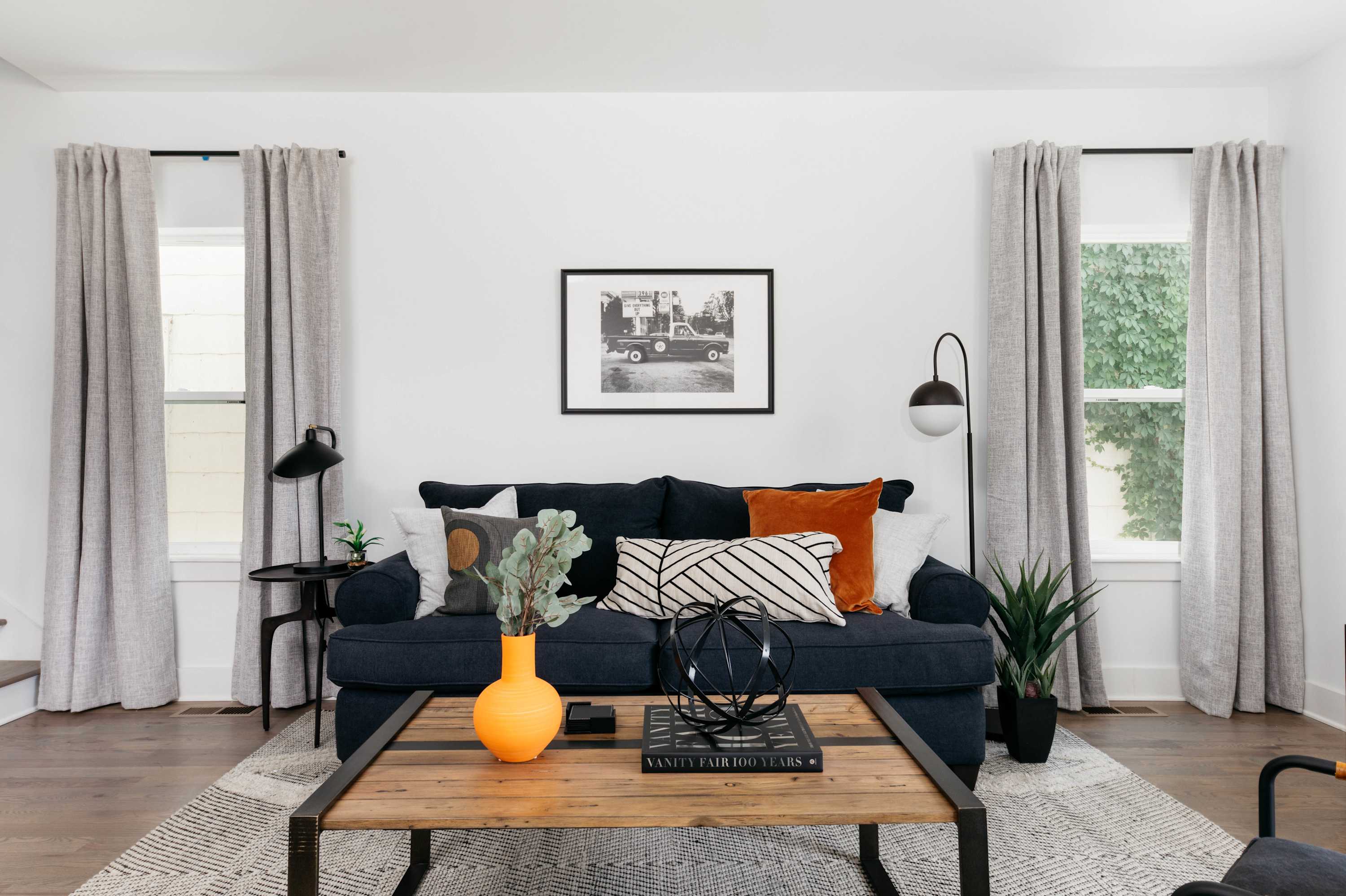 Chic living room with smart TV