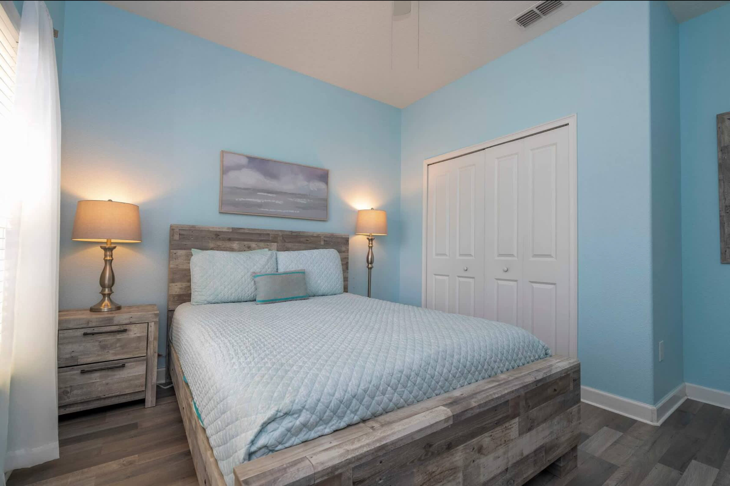 Rest easy on cozy bedding in each room