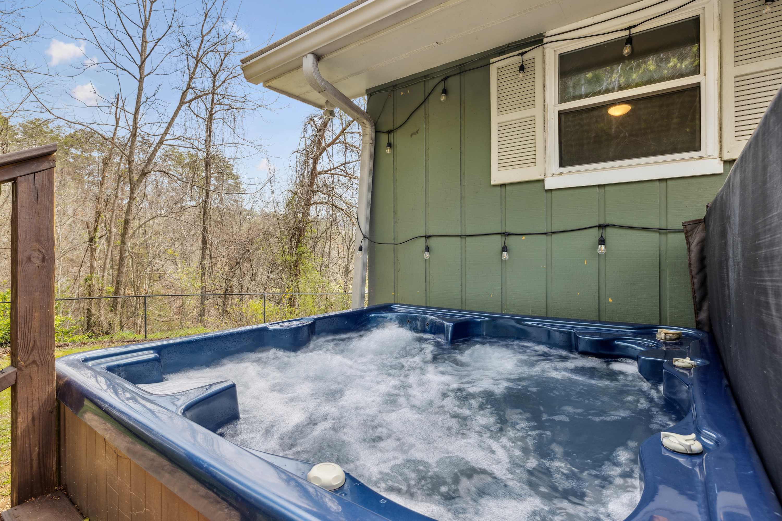 Soak your cares away in this private hot tub!