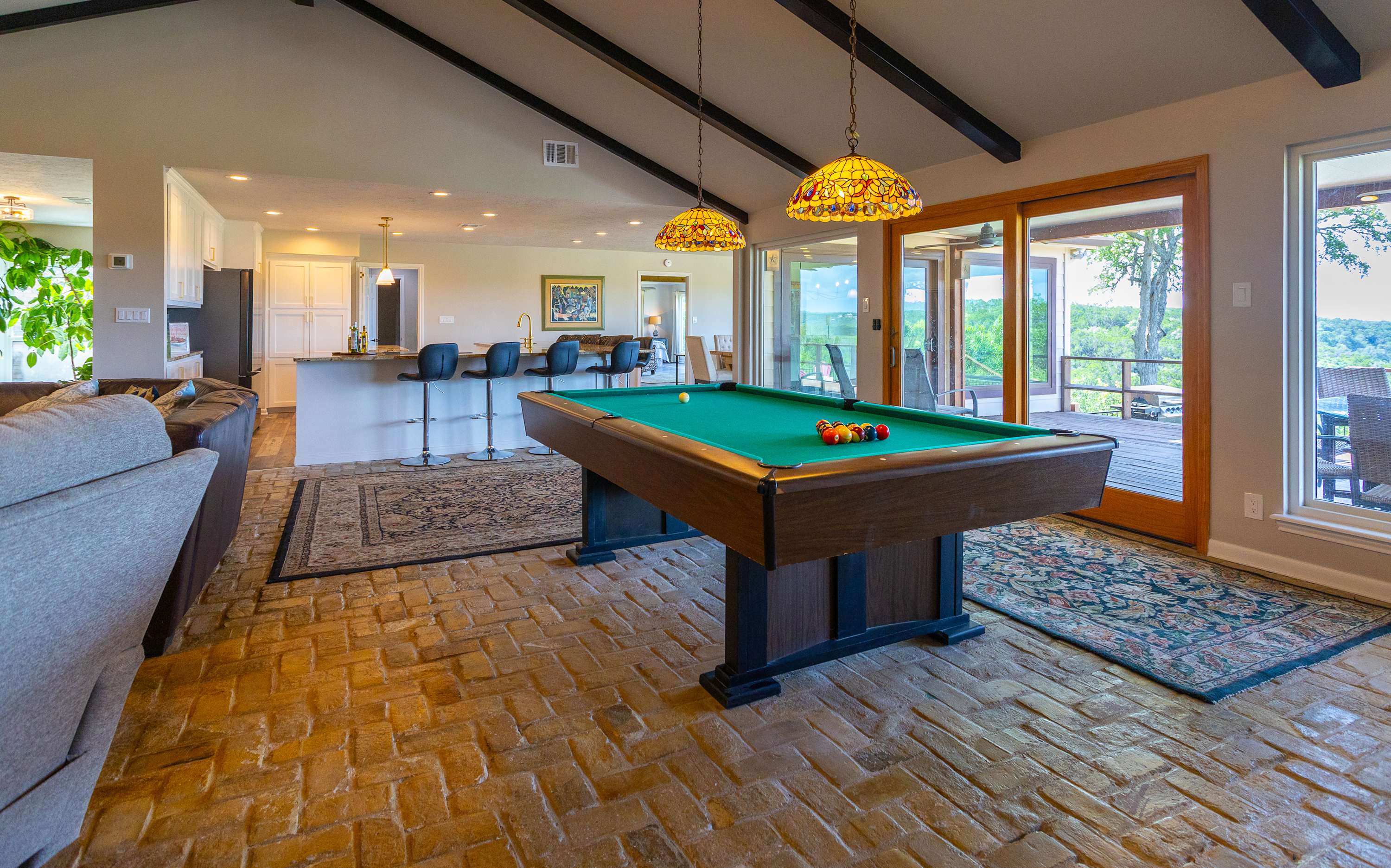 Spend hours of fun with the pool table 