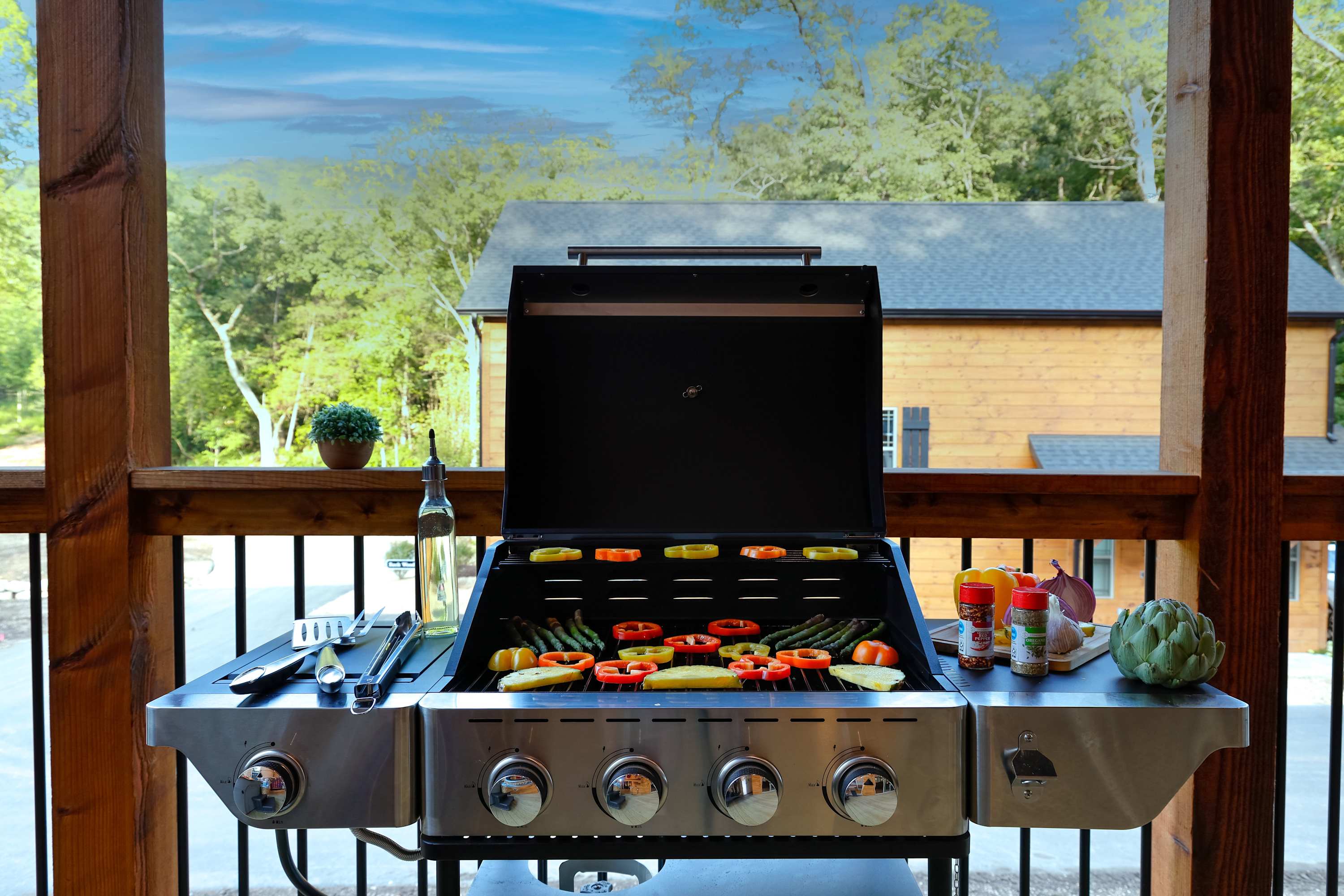 Grill up your favorites on the stainless steel BBQ.