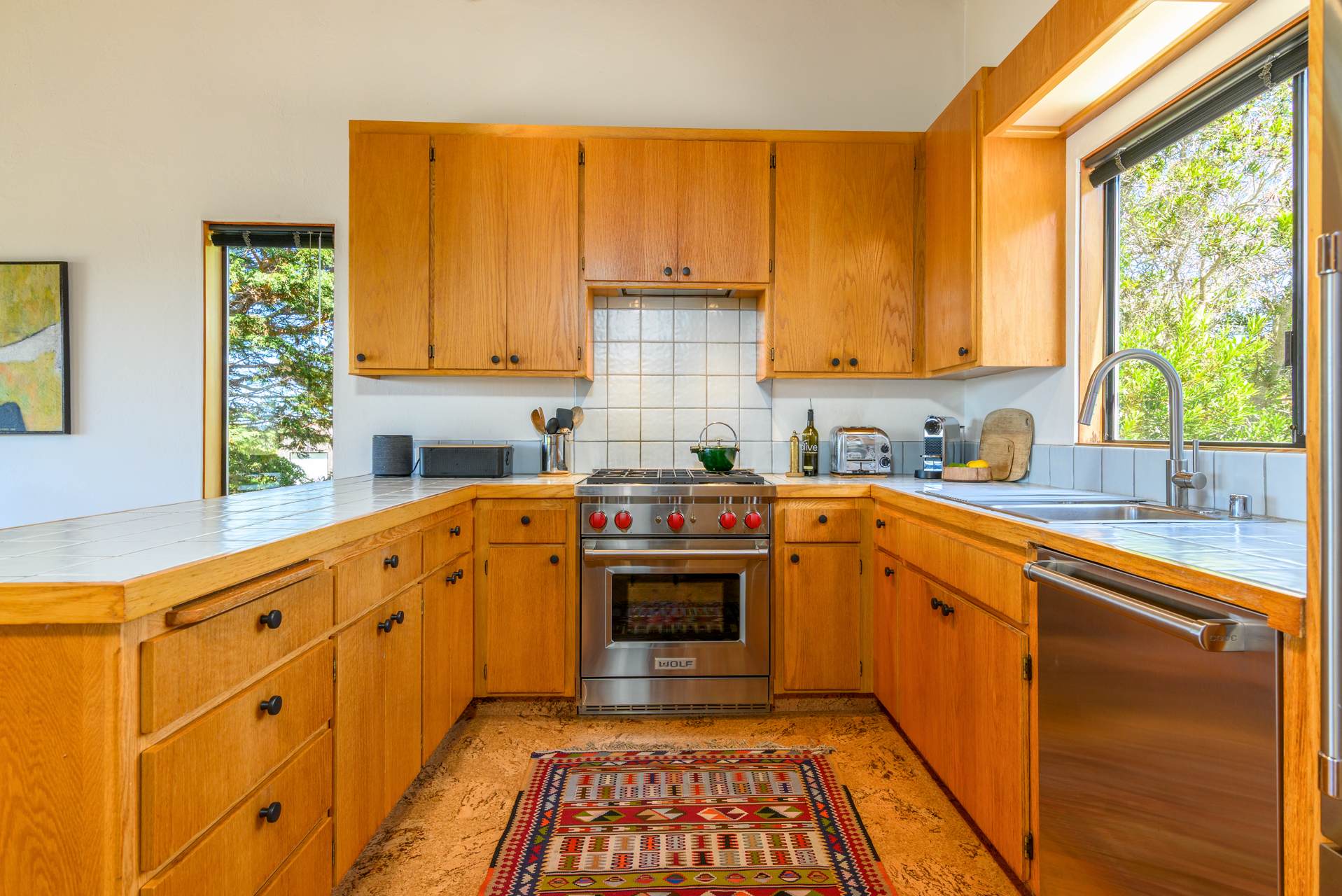 Spacious kitchen with Wolf appliances