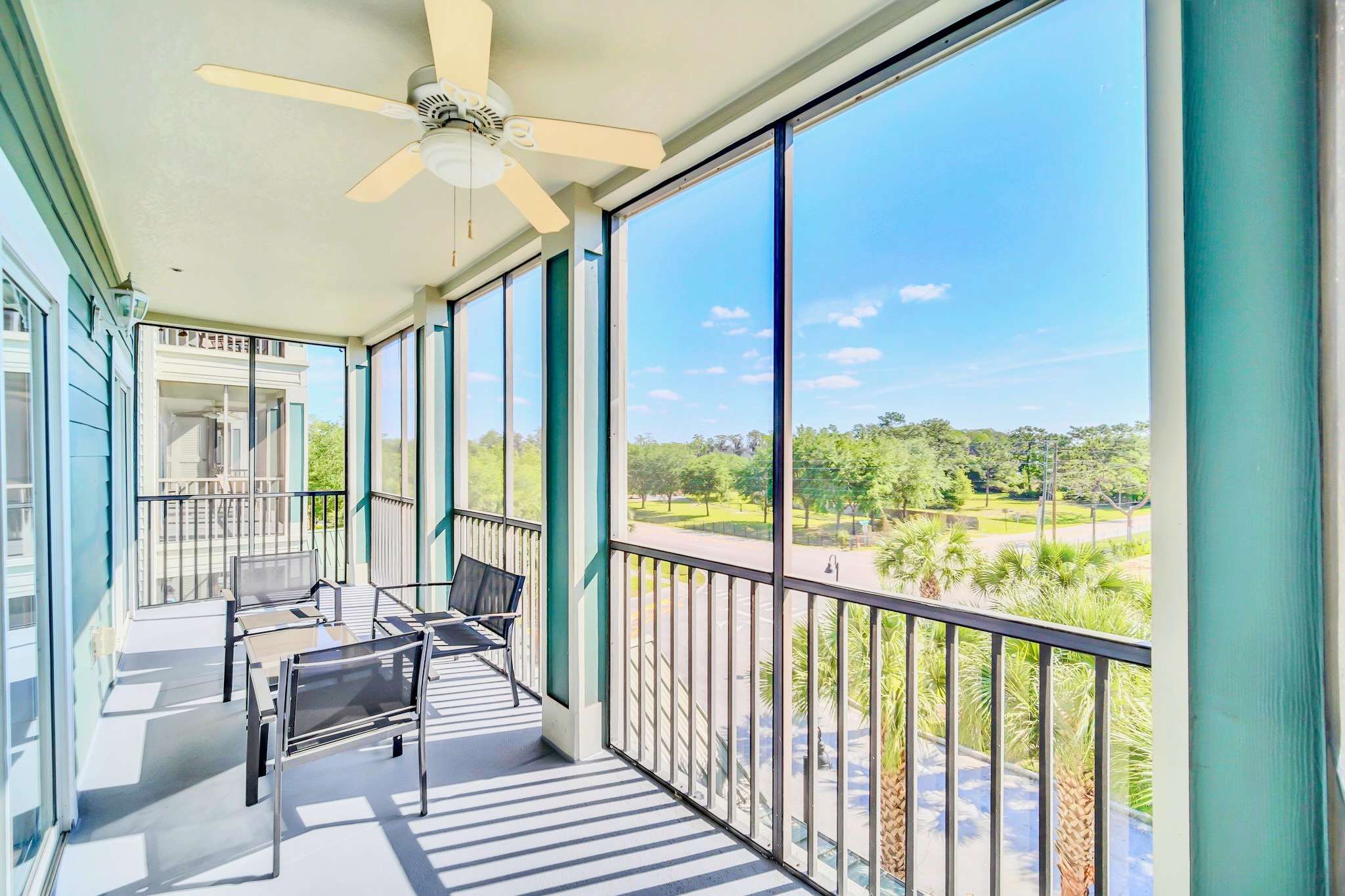 Private outdoor patio with dining area