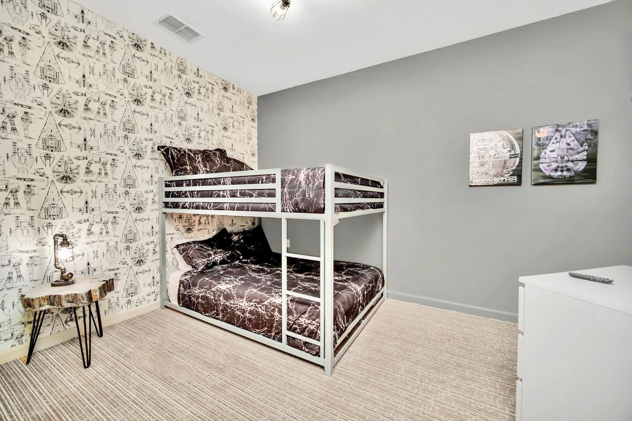 Bunk bedroom with smart TV