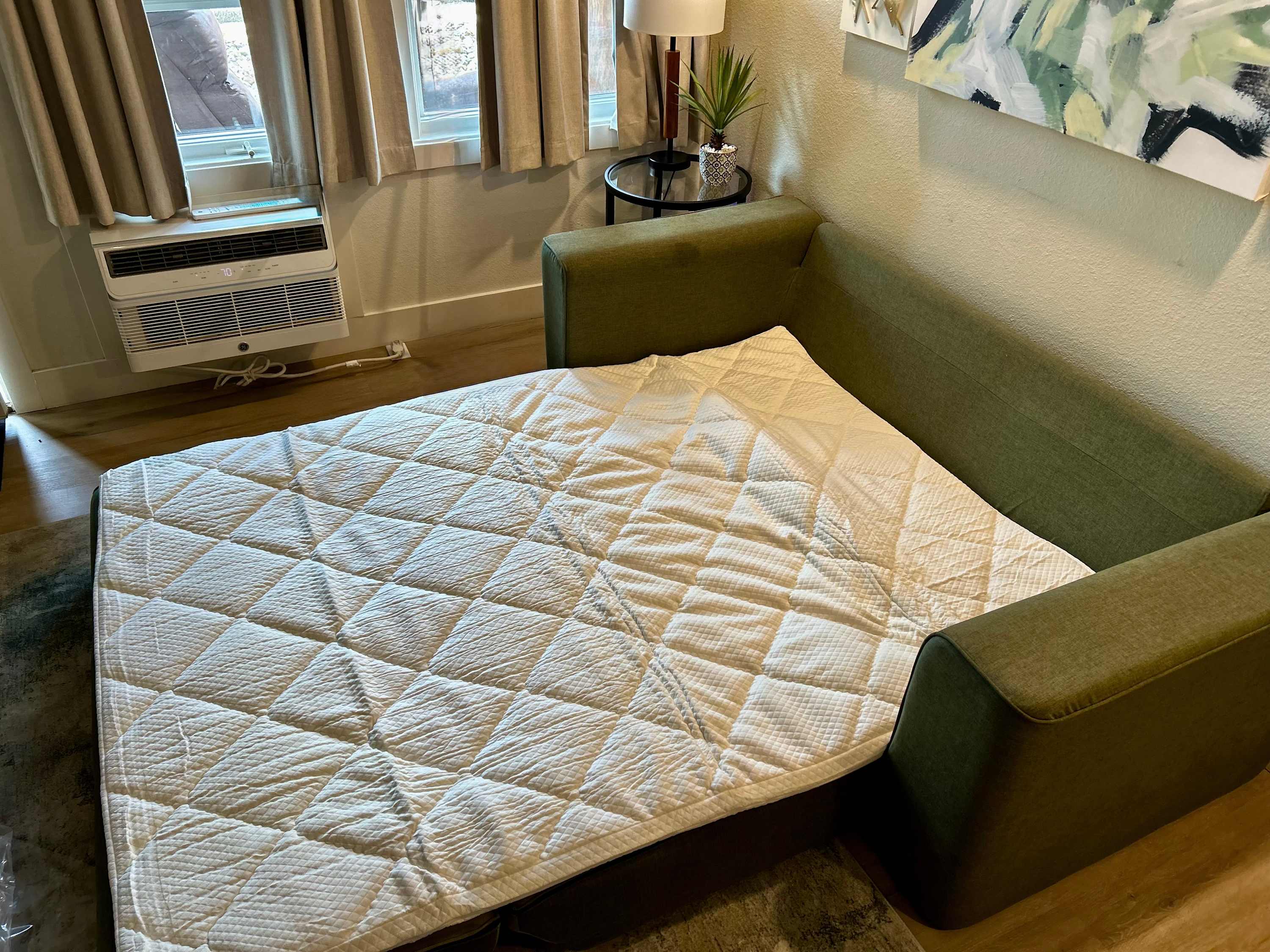 Cushie brand sofa bed that is actually comfortable and easy to use