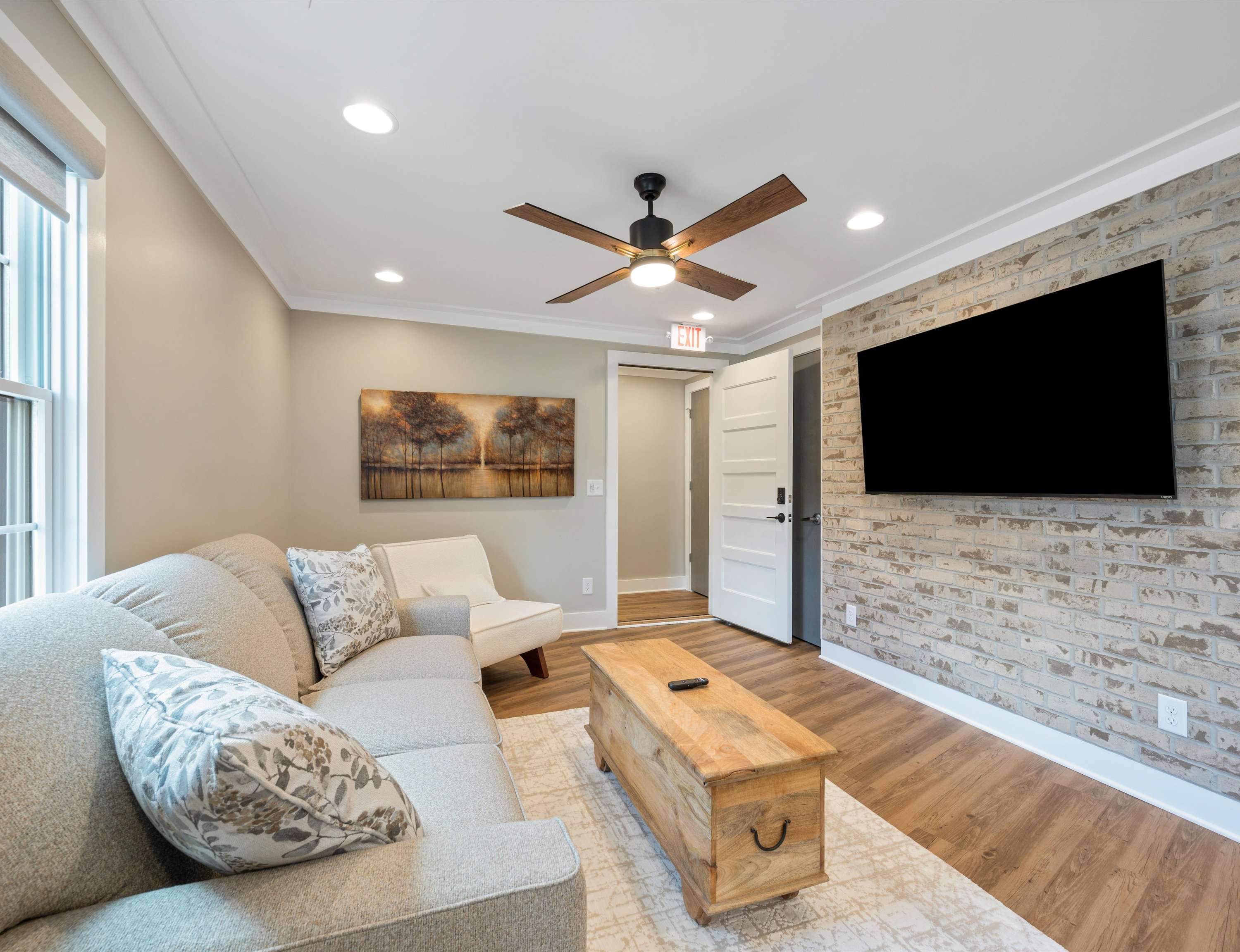 Stream your favorites on the smart TV in the serene living room​