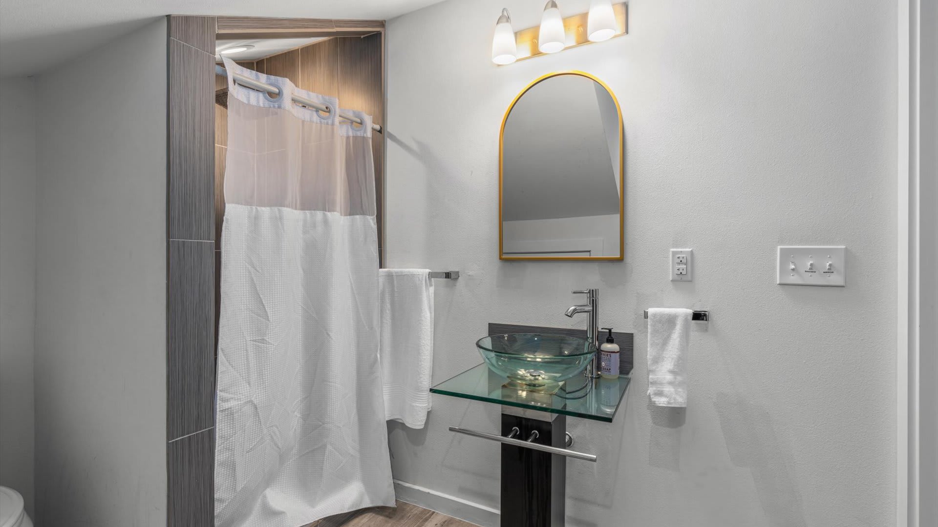 Full bathroom with standing shower