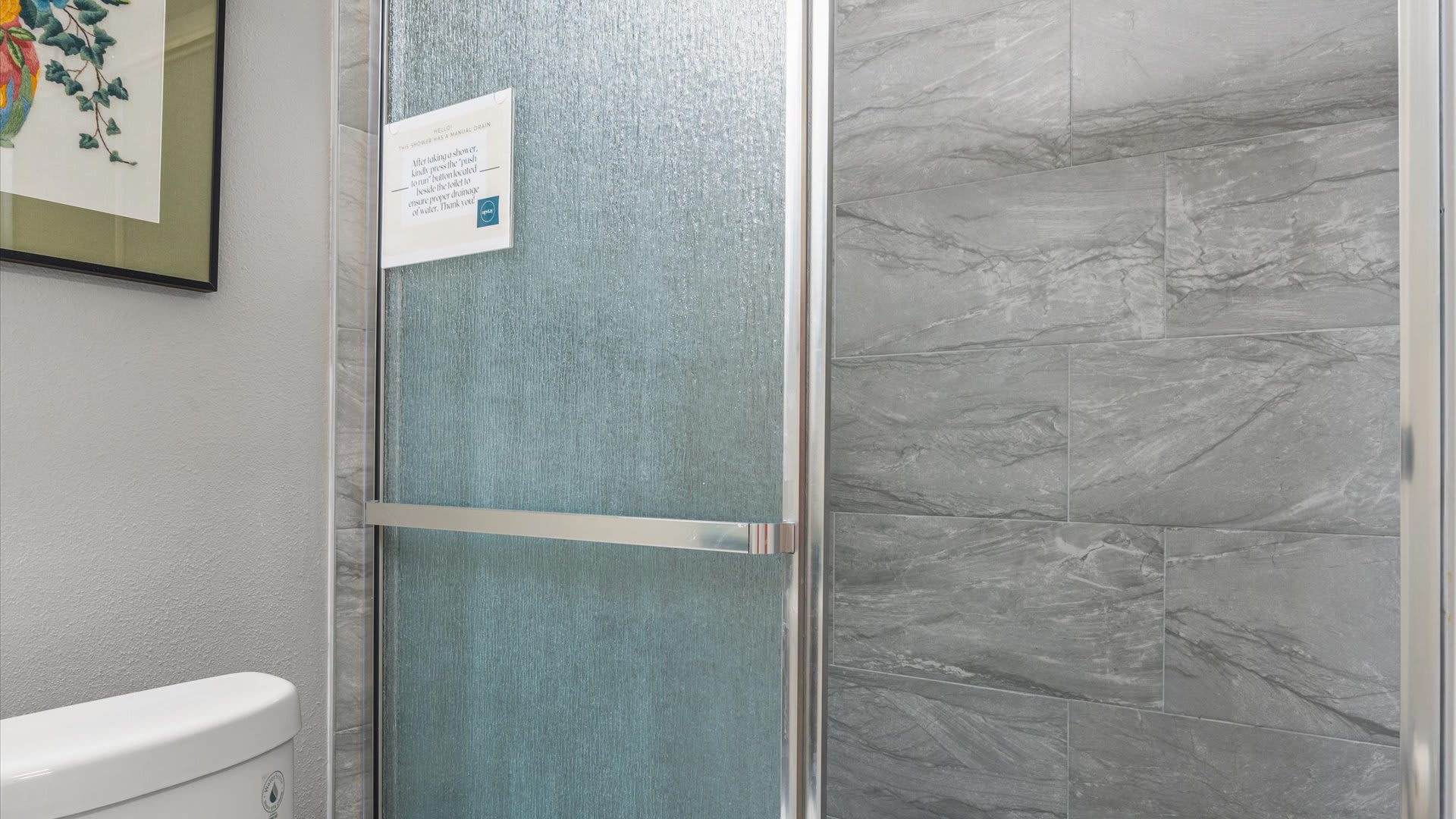 Full bathroom with standing shower