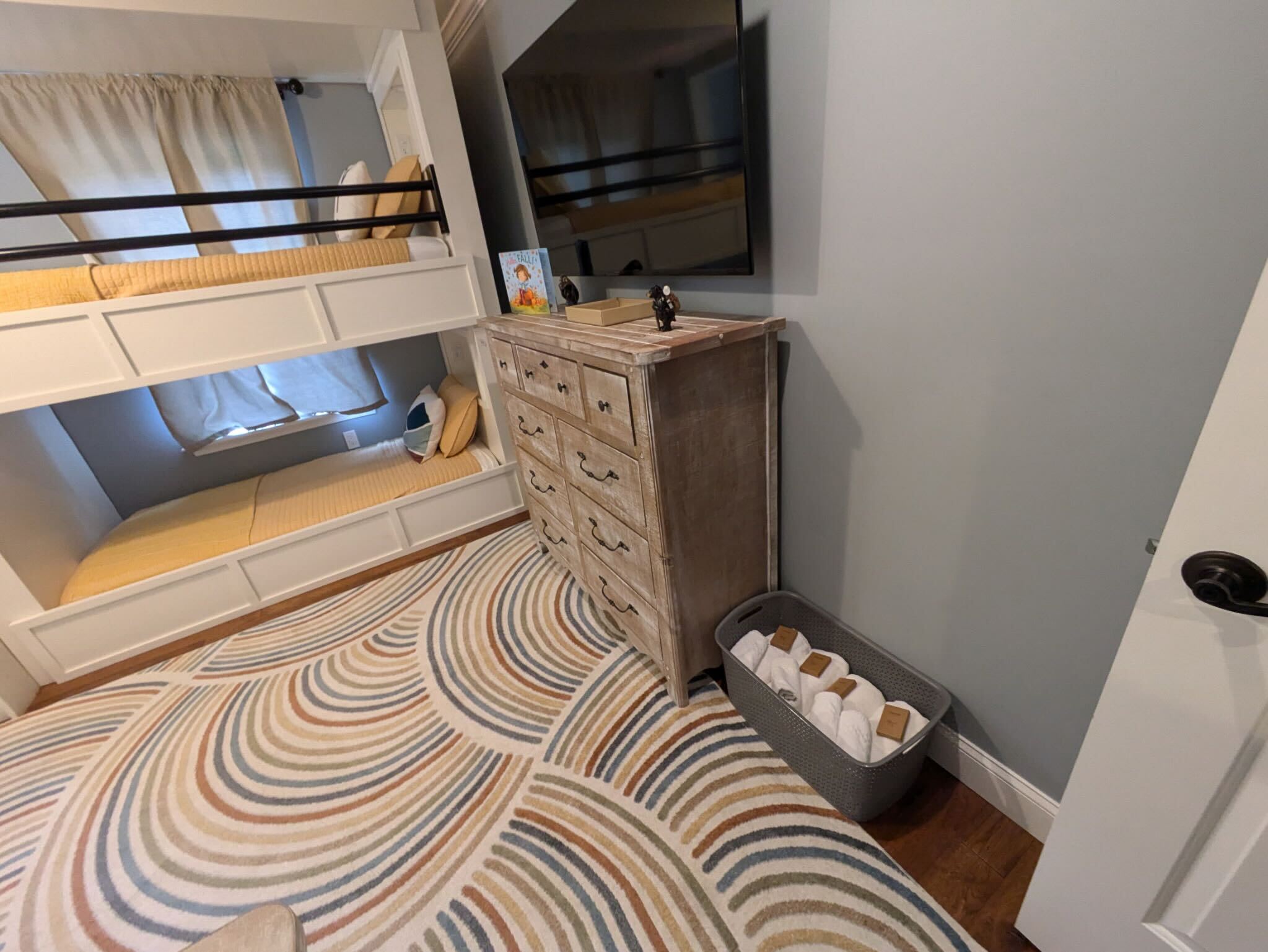 Adventurous Kids Room with Sturdy Wooden Bunk Beds and Natural Light