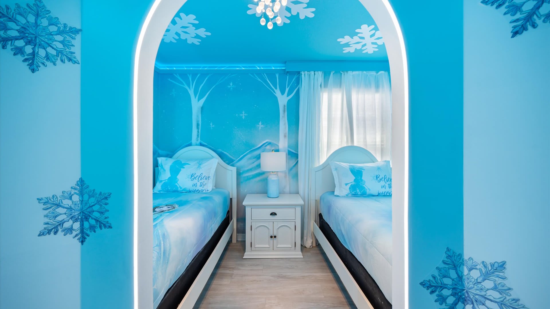 Frozen themed bedroom with smart TV