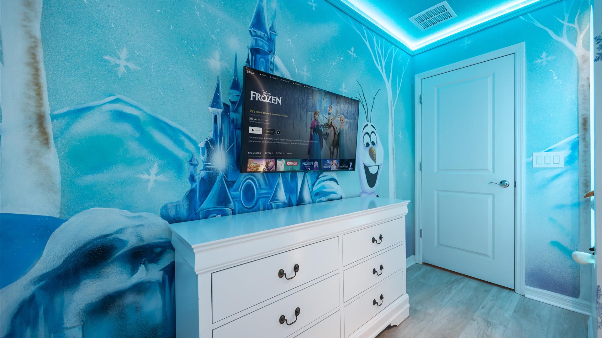 Frozen themed bedroom with smart TV