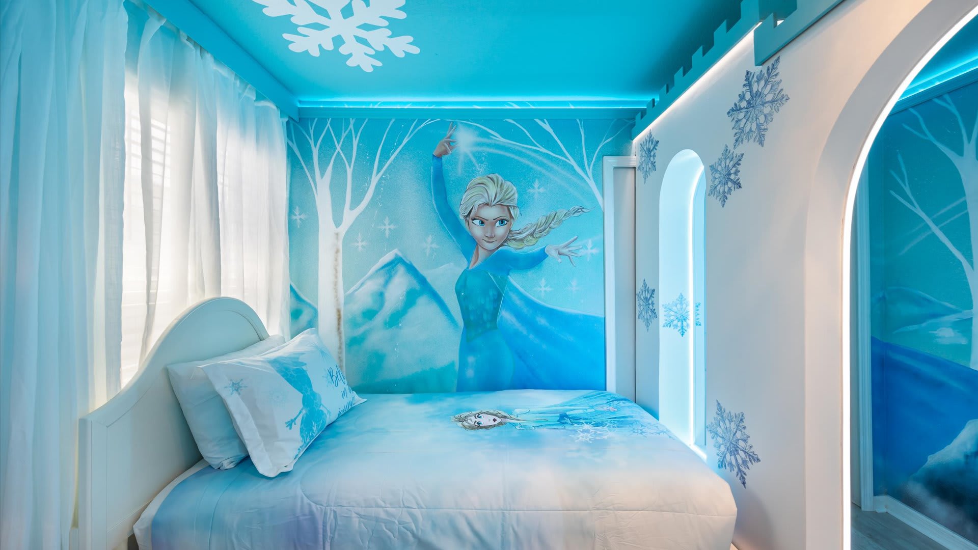 Frozen themed bedroom with smart TV