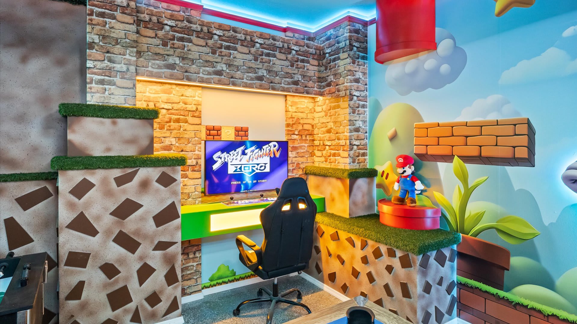 Super Mario themed games room 
