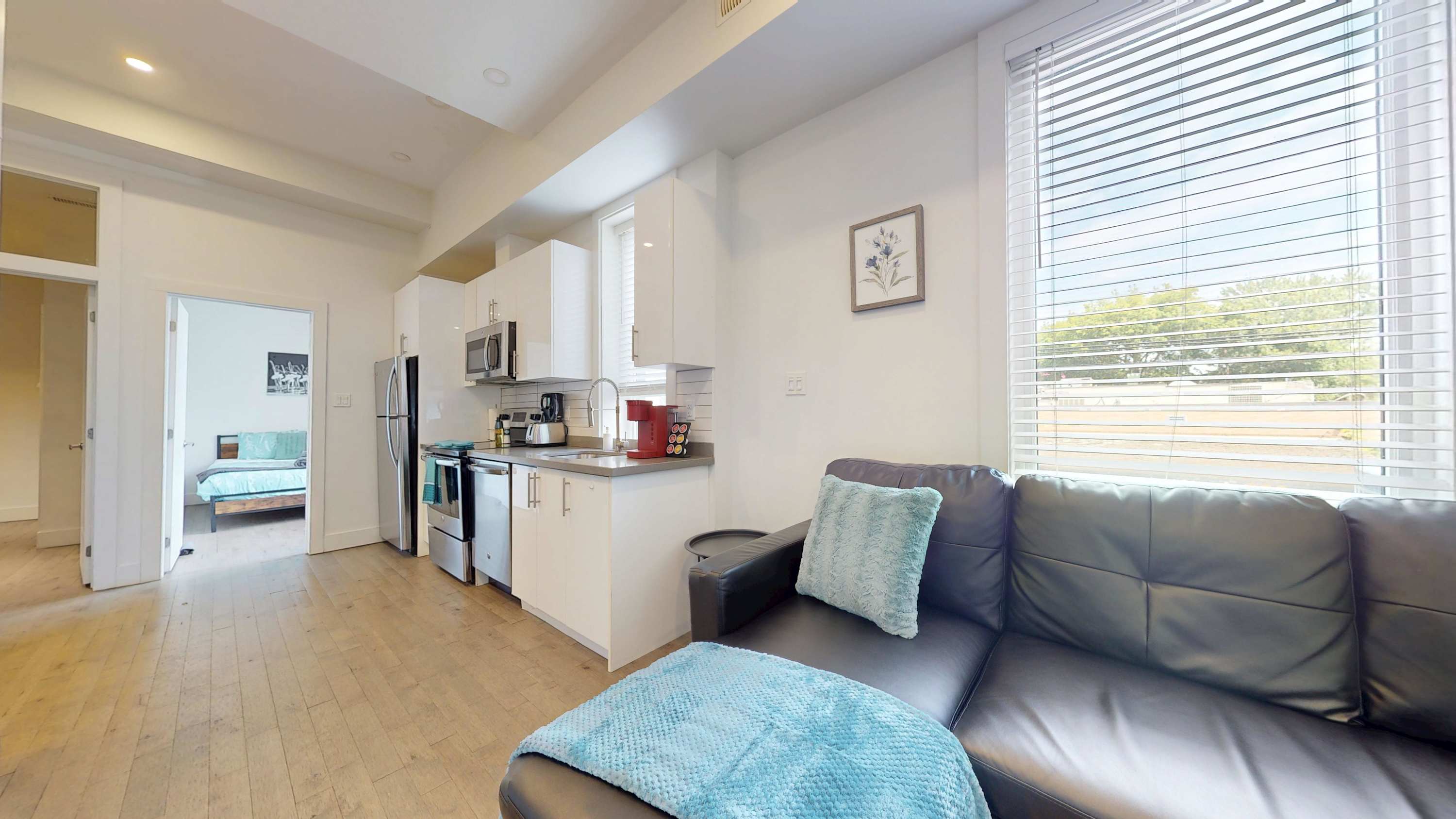 Living room and kitchen area