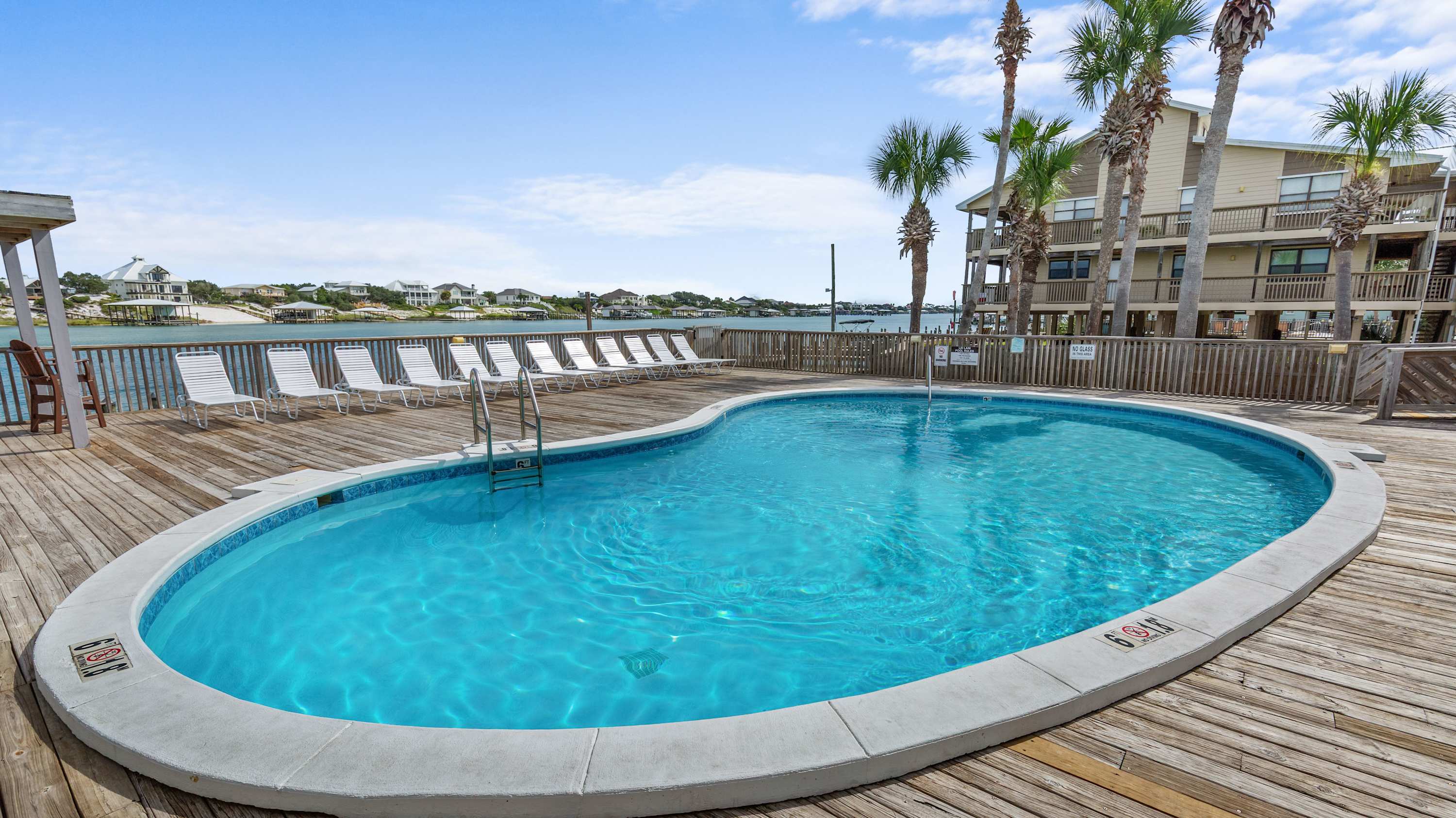 Hop over to the community pool for even more water views, this time *from* the water!